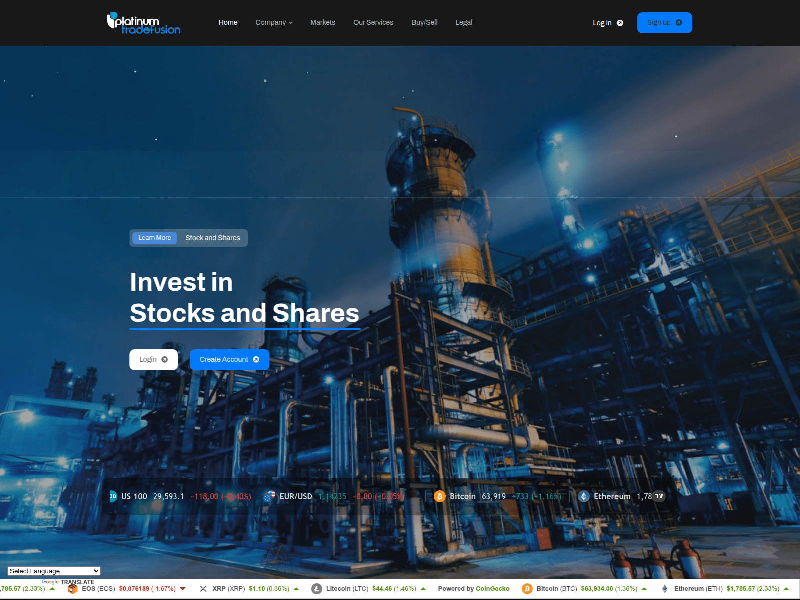 Screenshot of platinumtradefusion.com