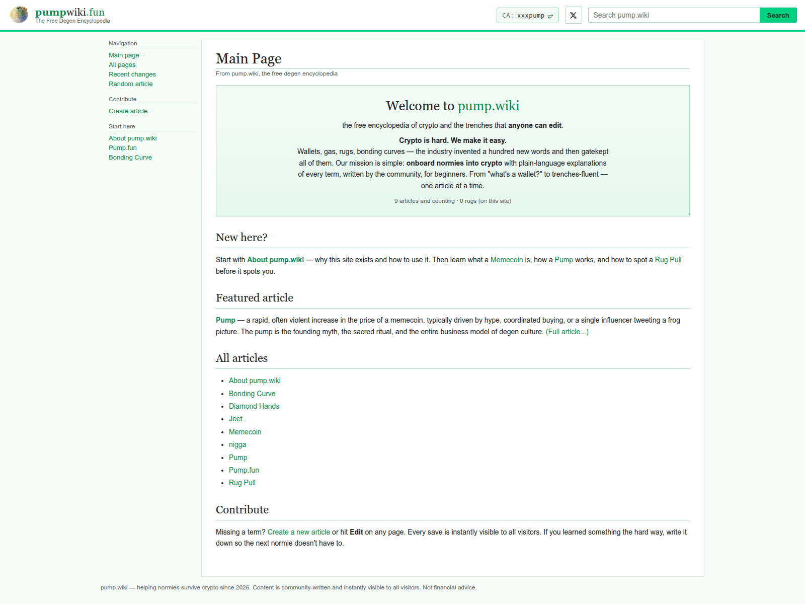 Screenshot of pump-wiki.fun