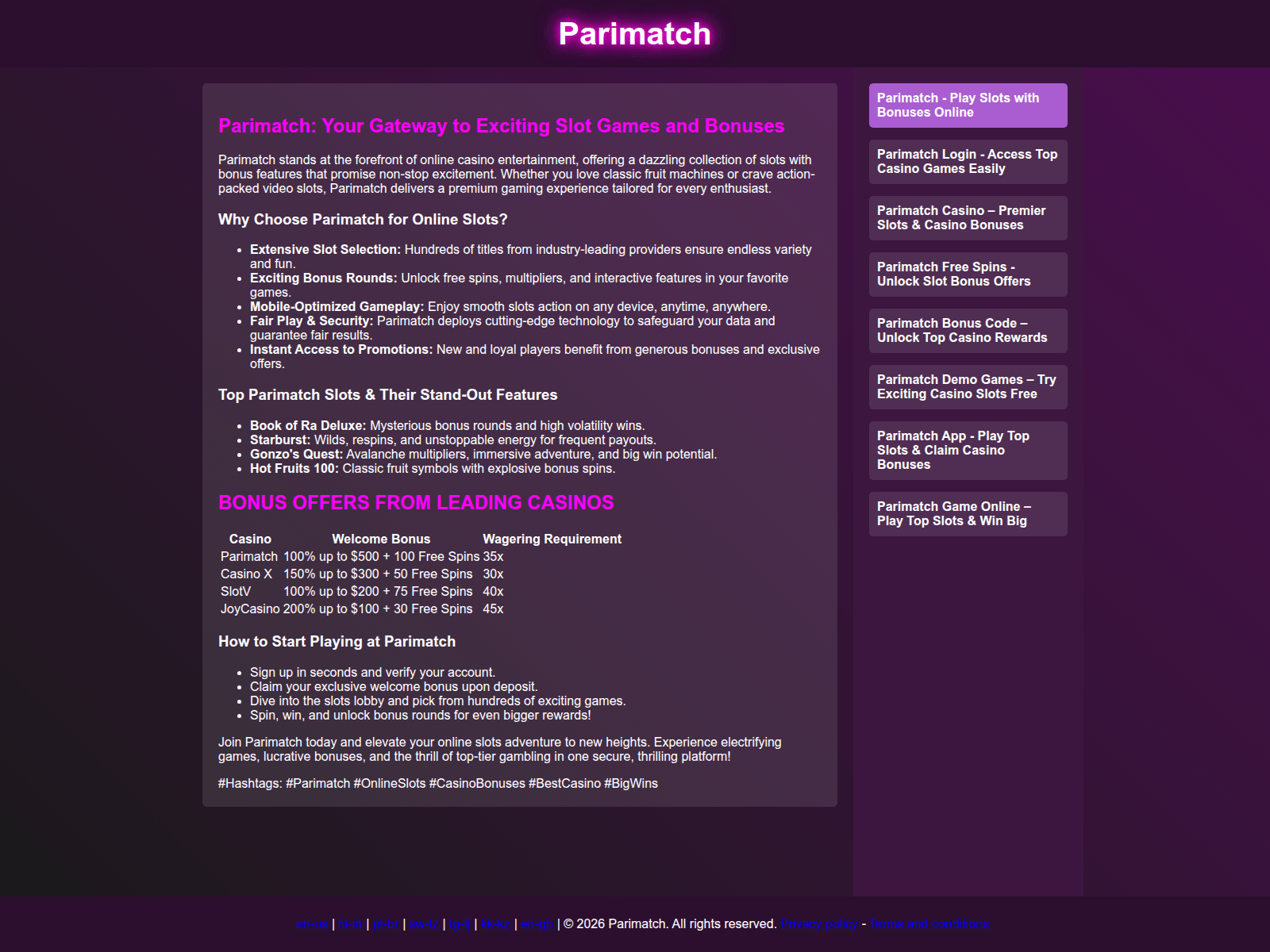 Screenshot of parimatch.to