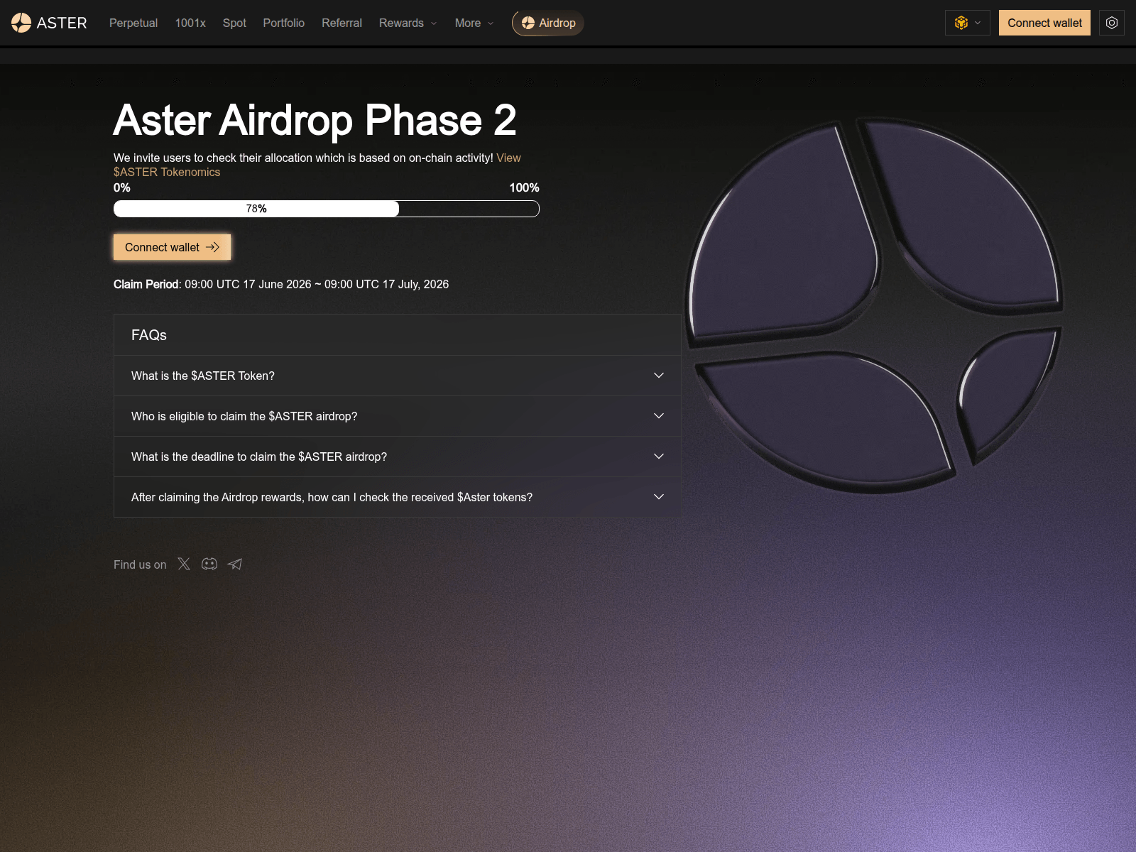 Screenshot of phase2asterdexdrop.com