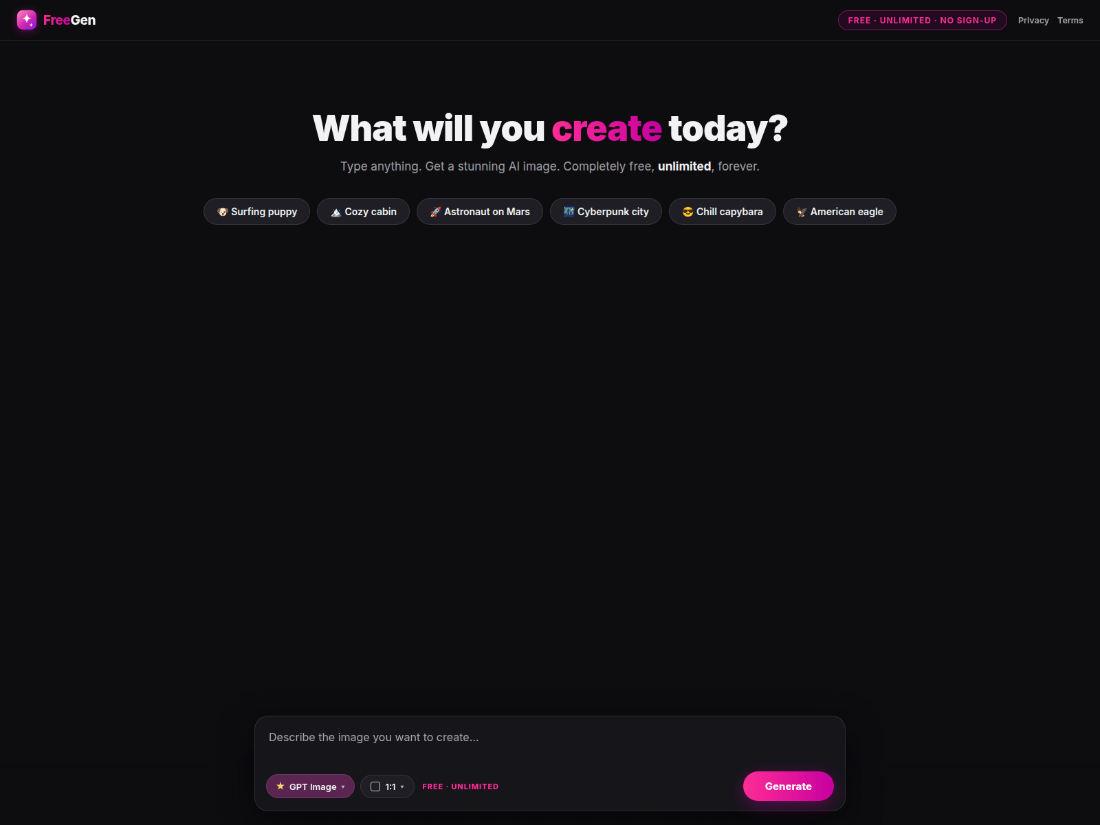 Screenshot of todayfreeaiimages.com