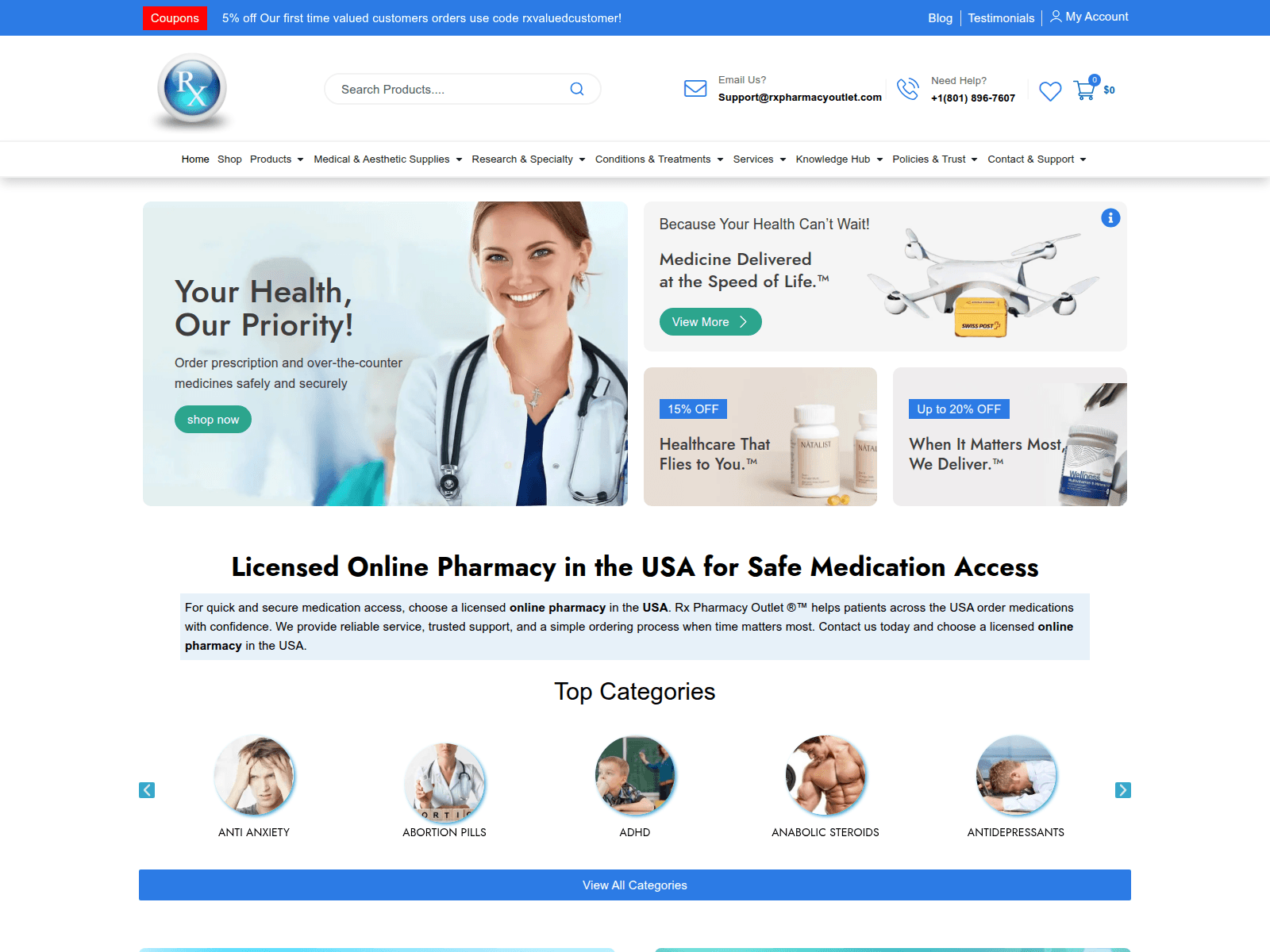 Screenshot of rxpharmacyoutlet.com