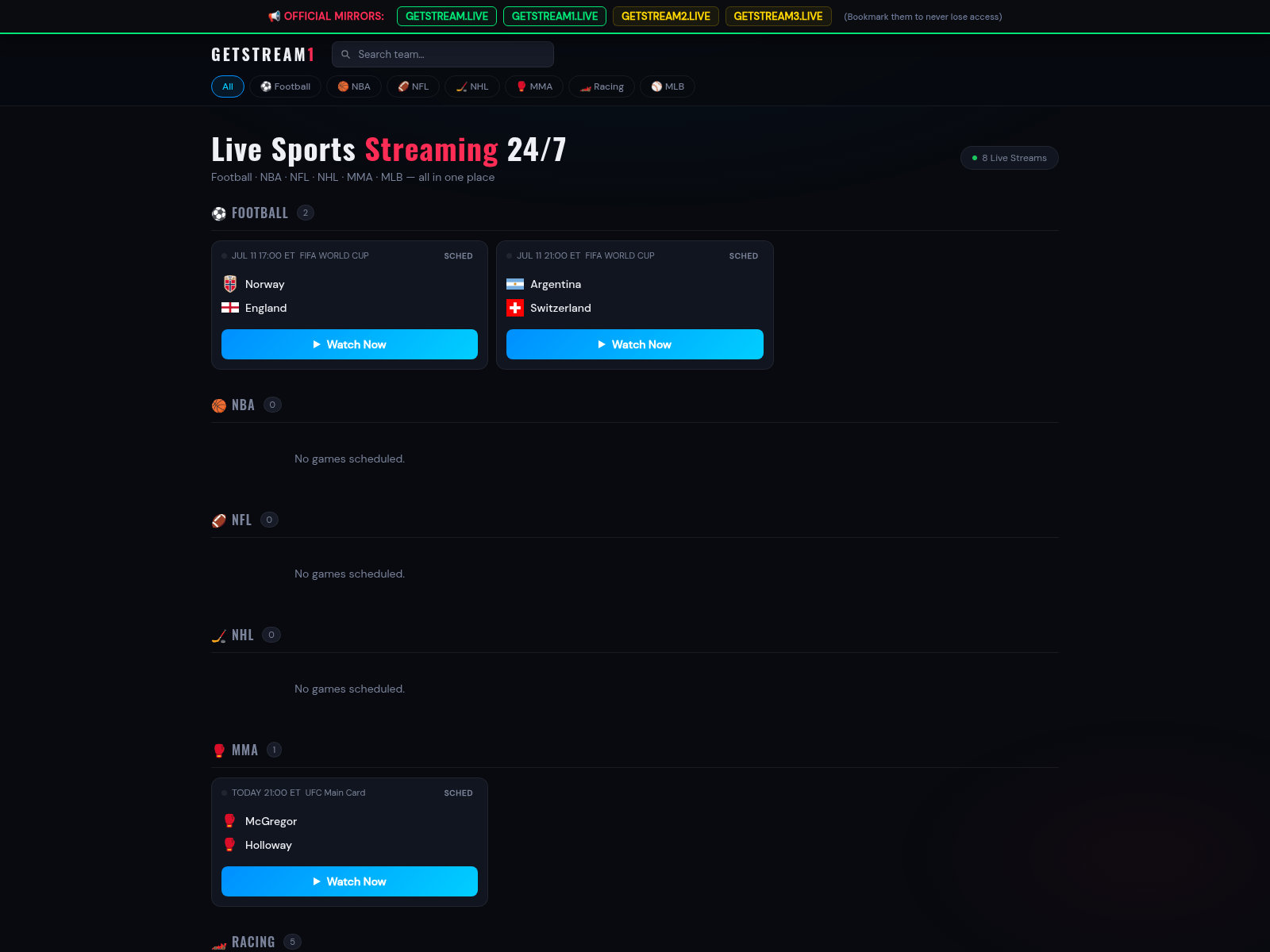 Screenshot of getstream1.live