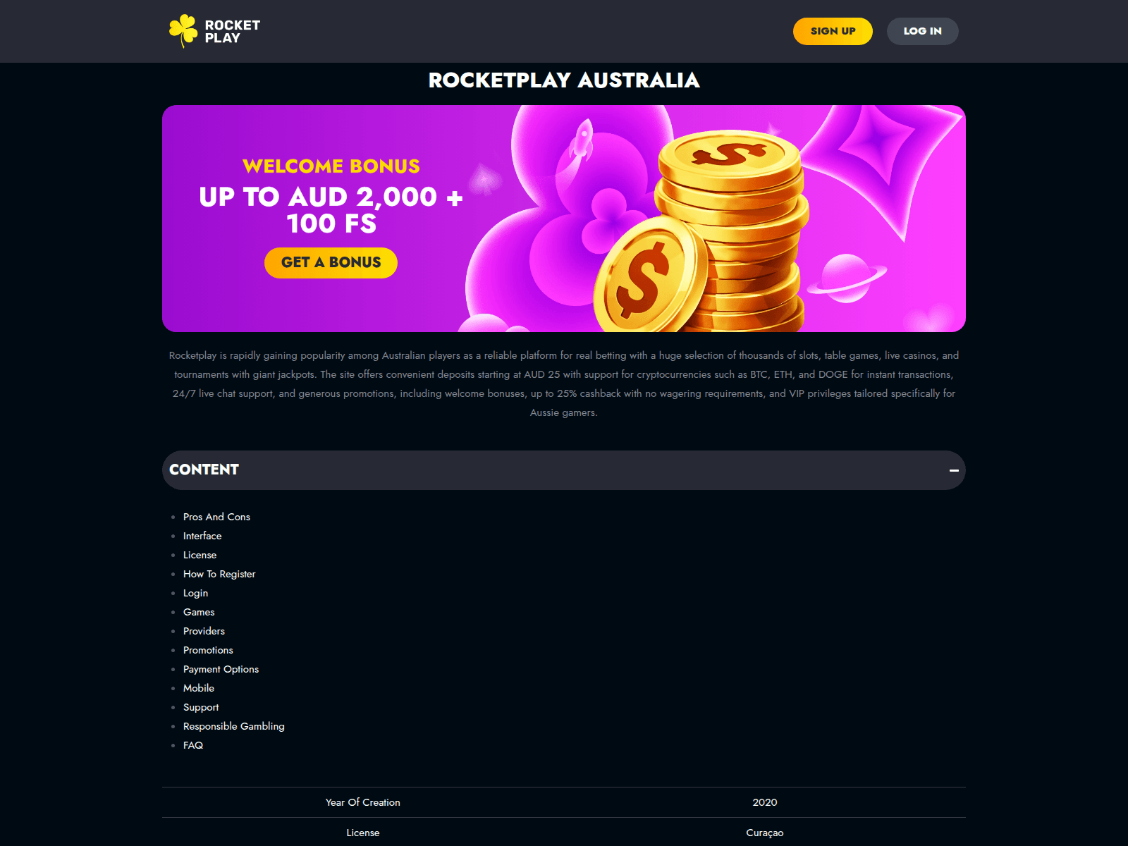 Captura de pantalla de playrocket-aus.com