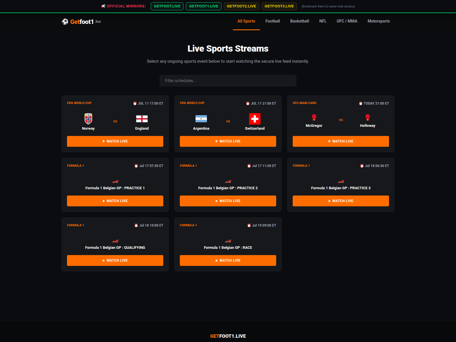 Screenshot of freefights.live