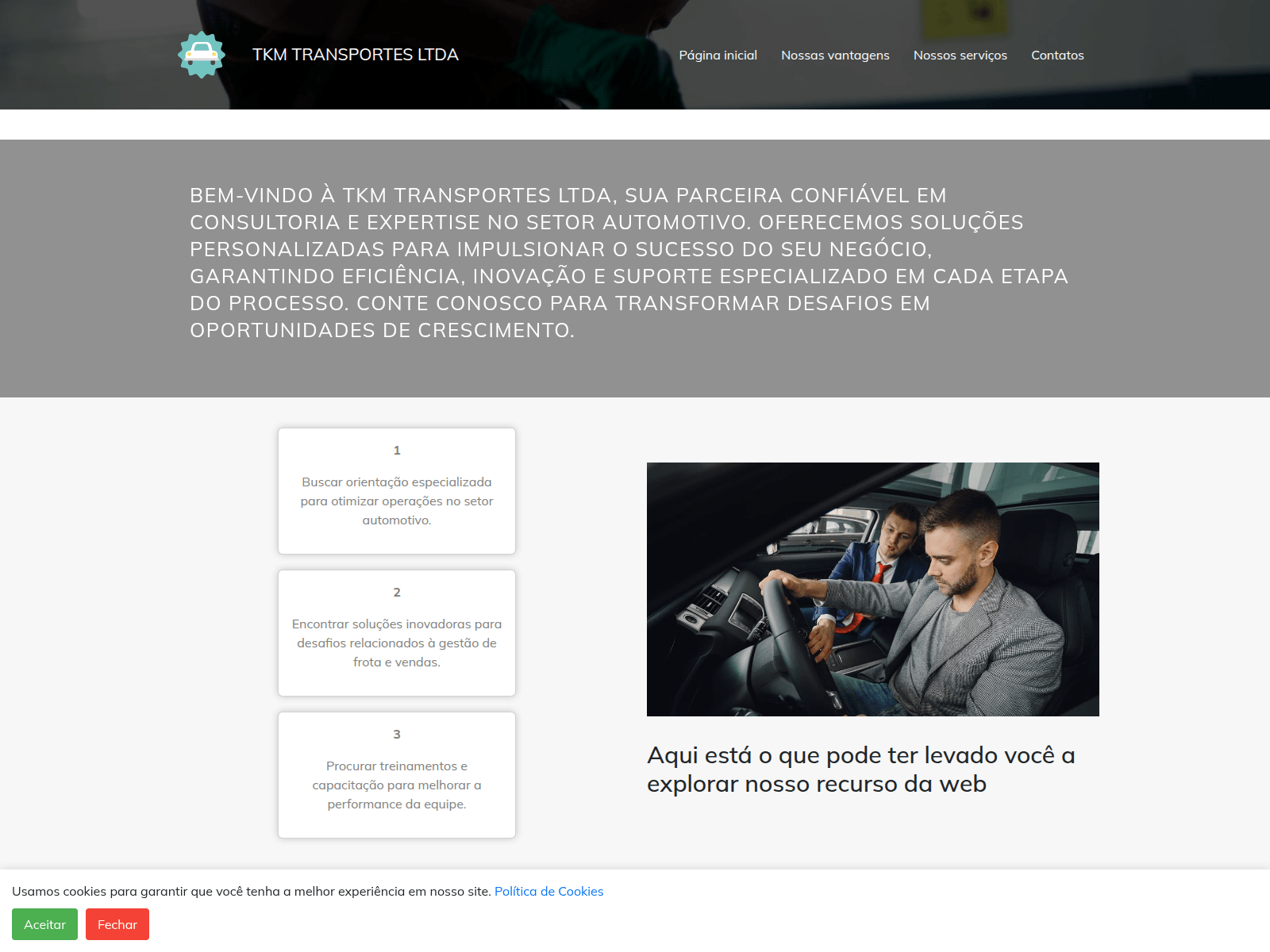 Screenshot of tkmtransportesveiculos.com