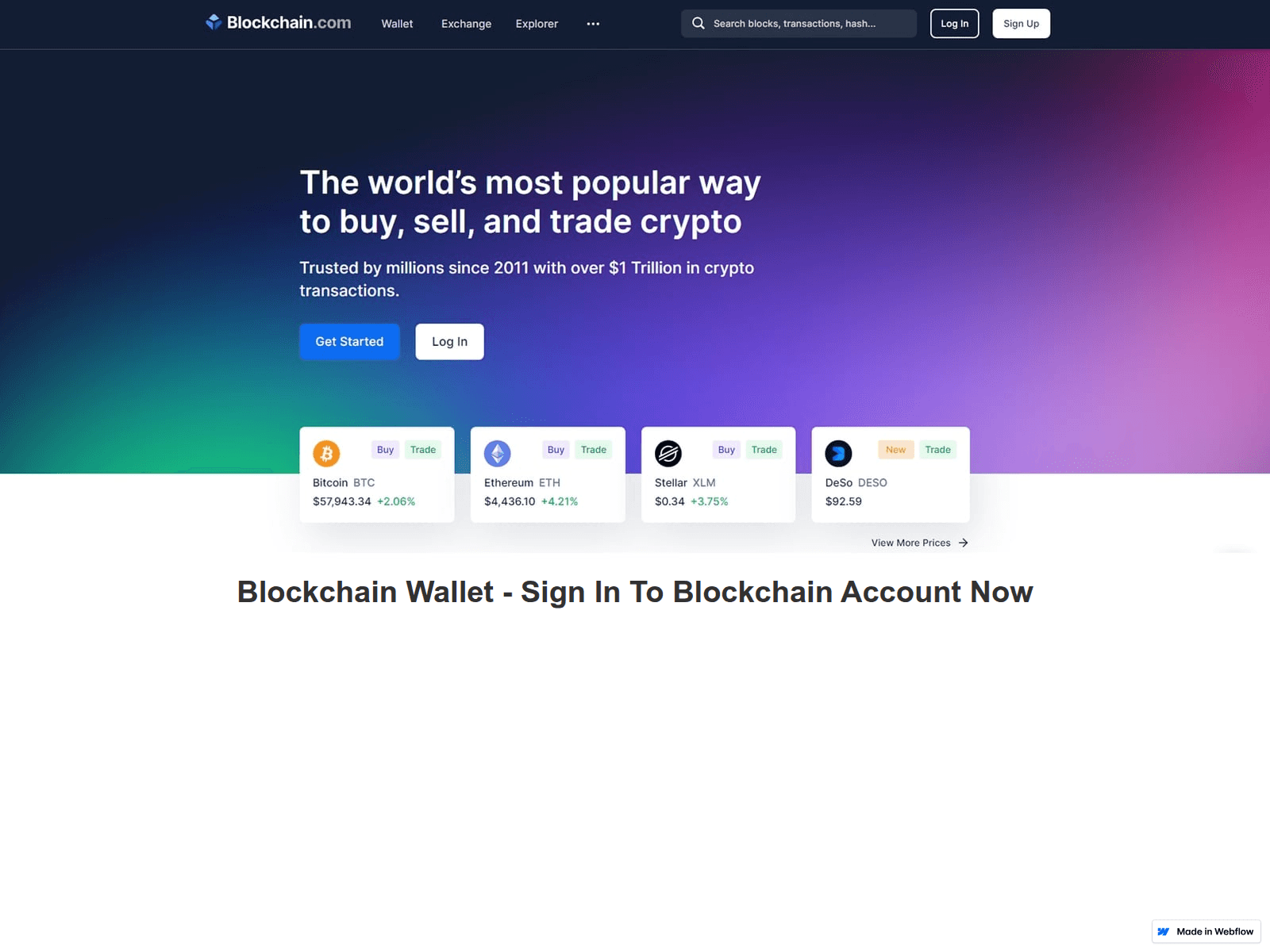 Screenshot of blockchainwallet.webflow.io