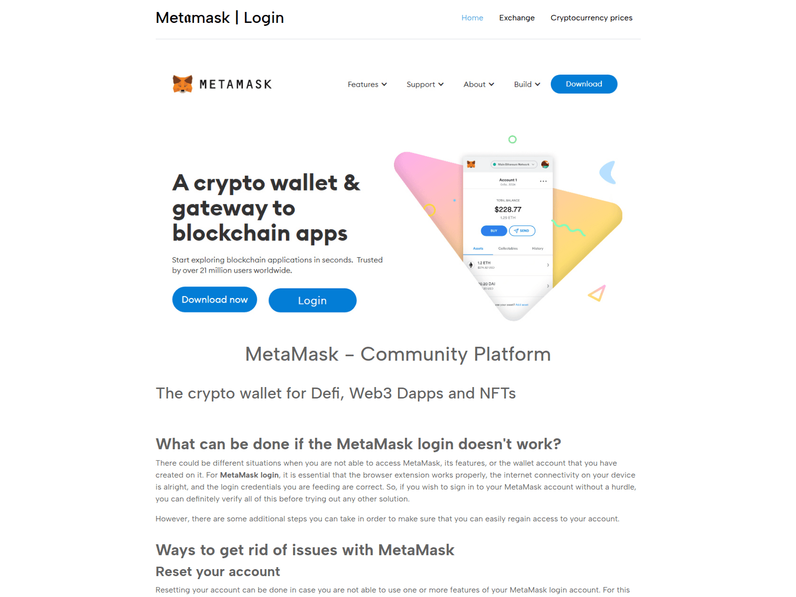 Screenshot of metiaamask.github.io