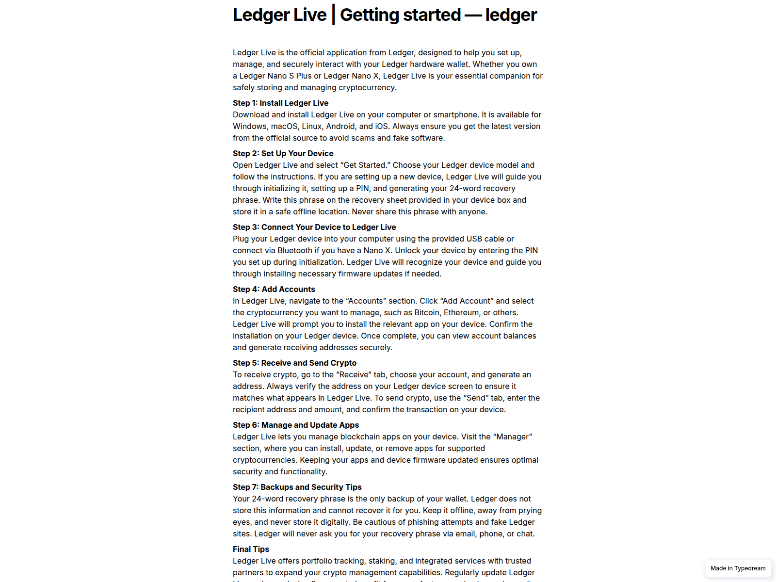 Screenshot of docs-led-ger-live-cloud.typedream.app