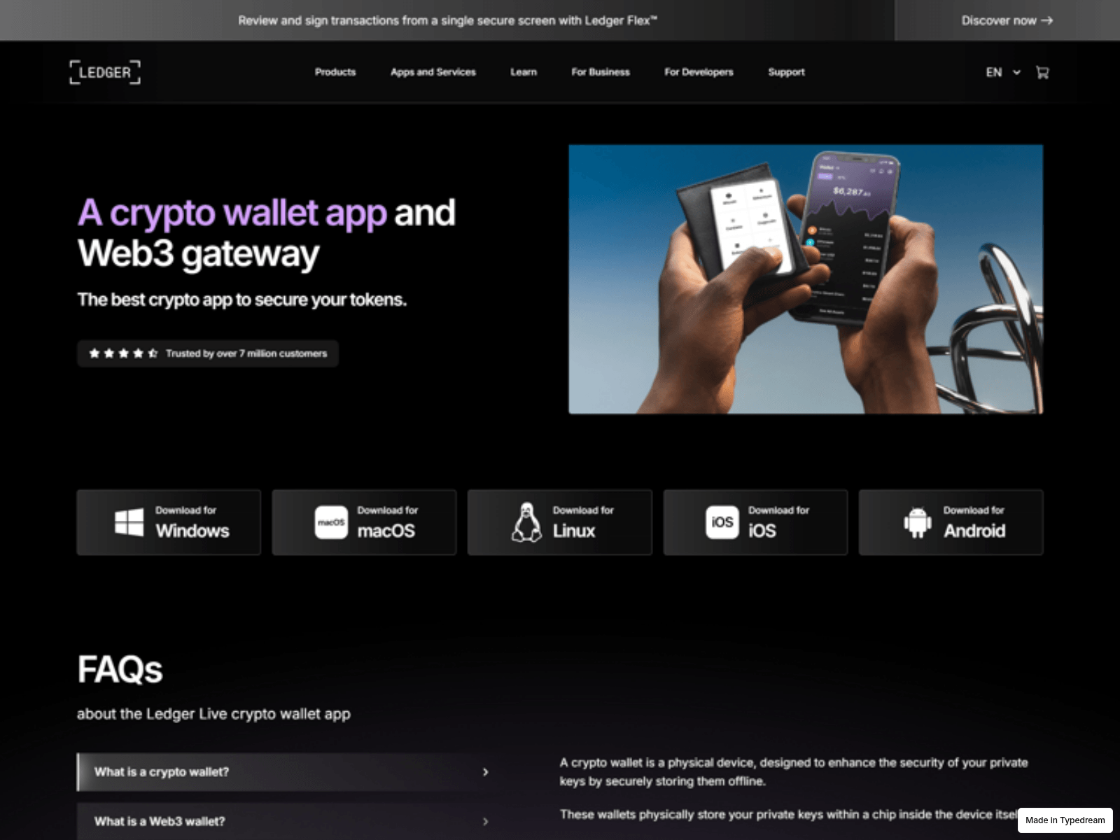 Screenshot of ledger-live-app-us-web.typedream.app