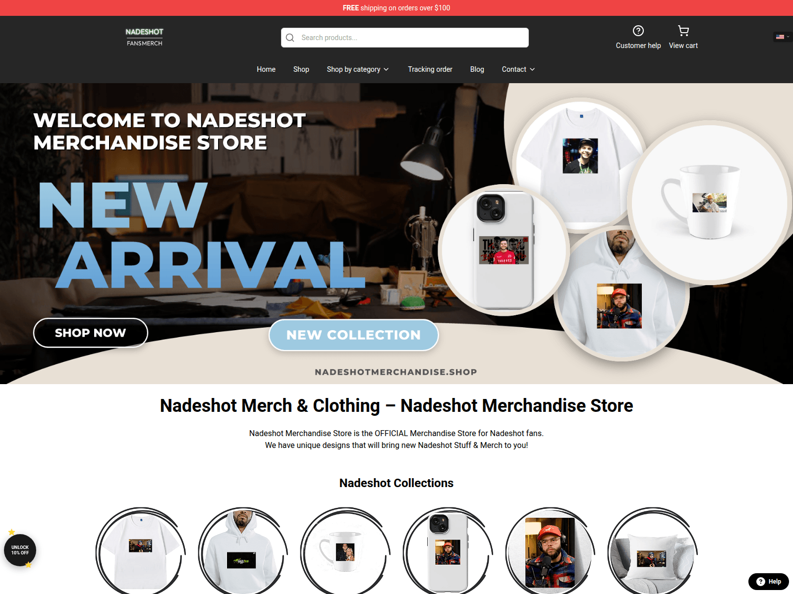 Screenshot von nadeshotmerchandise.shop