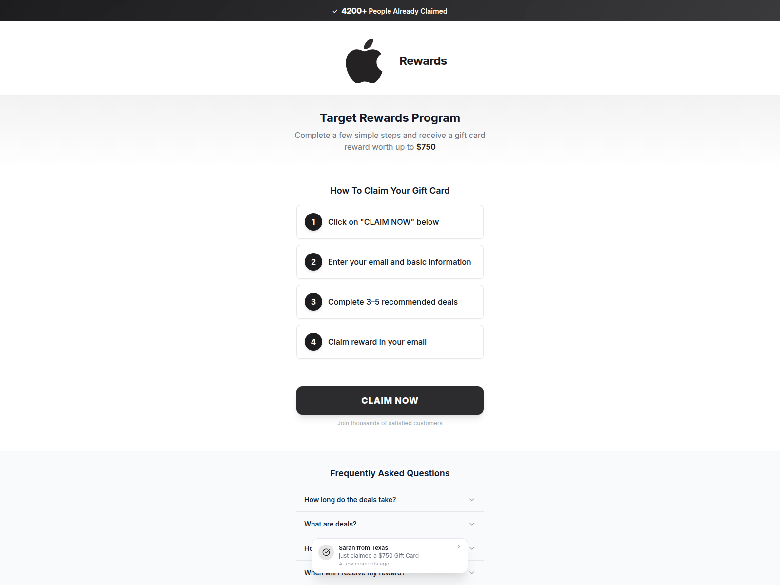 Screenshot of appleoffer2026.com