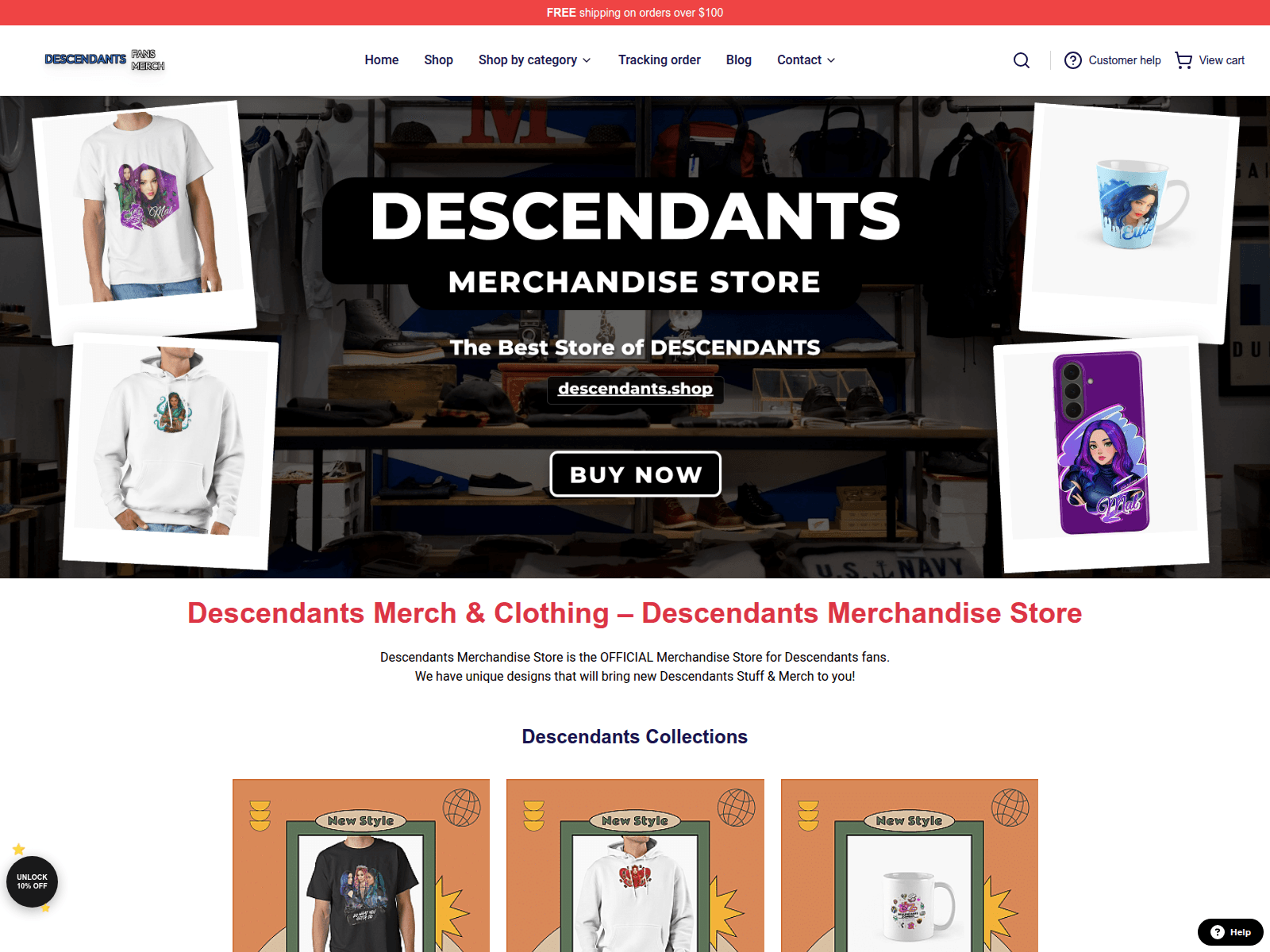 Screenshot of descendants.shop