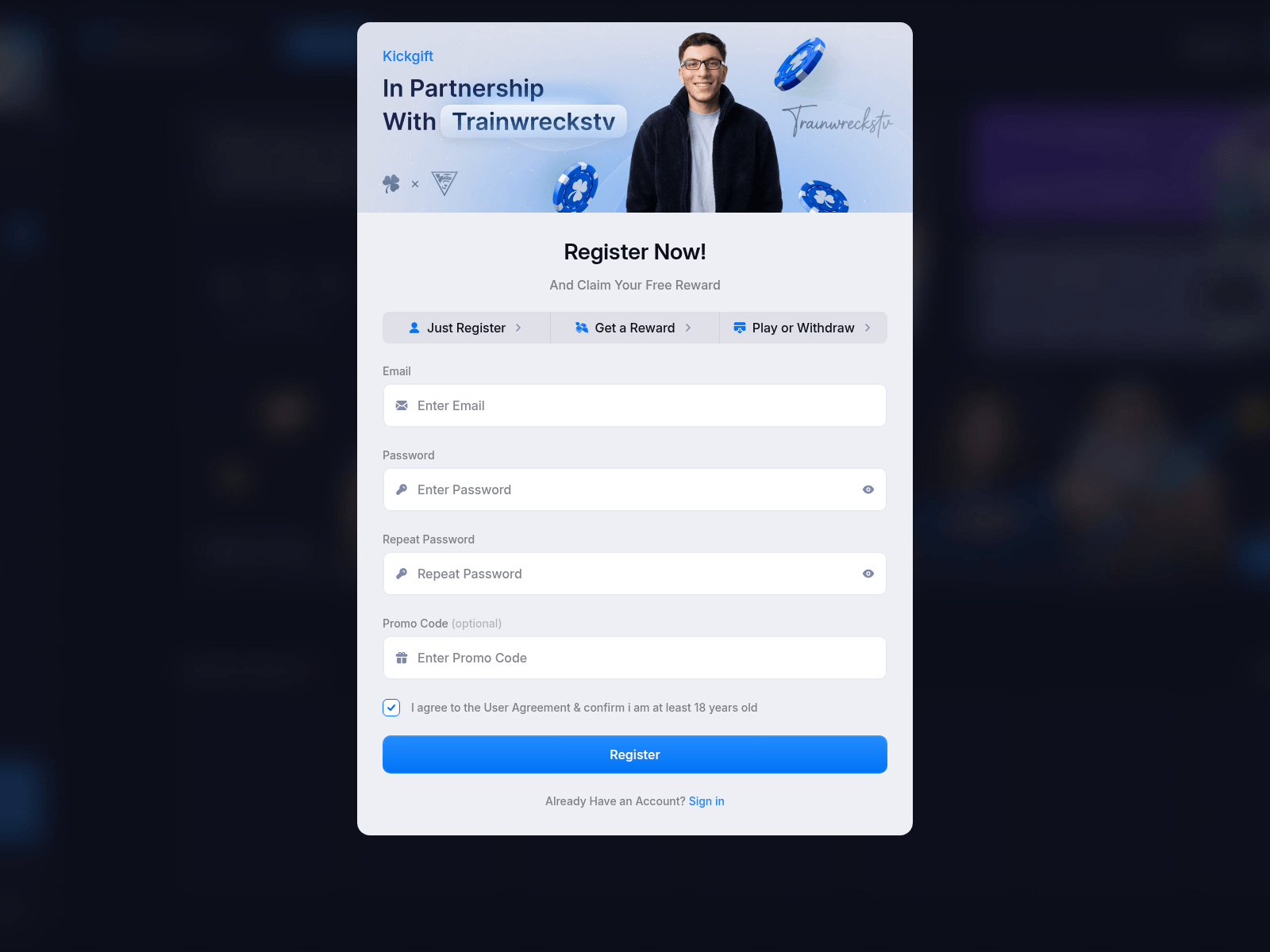 Screenshot of kickgift.net