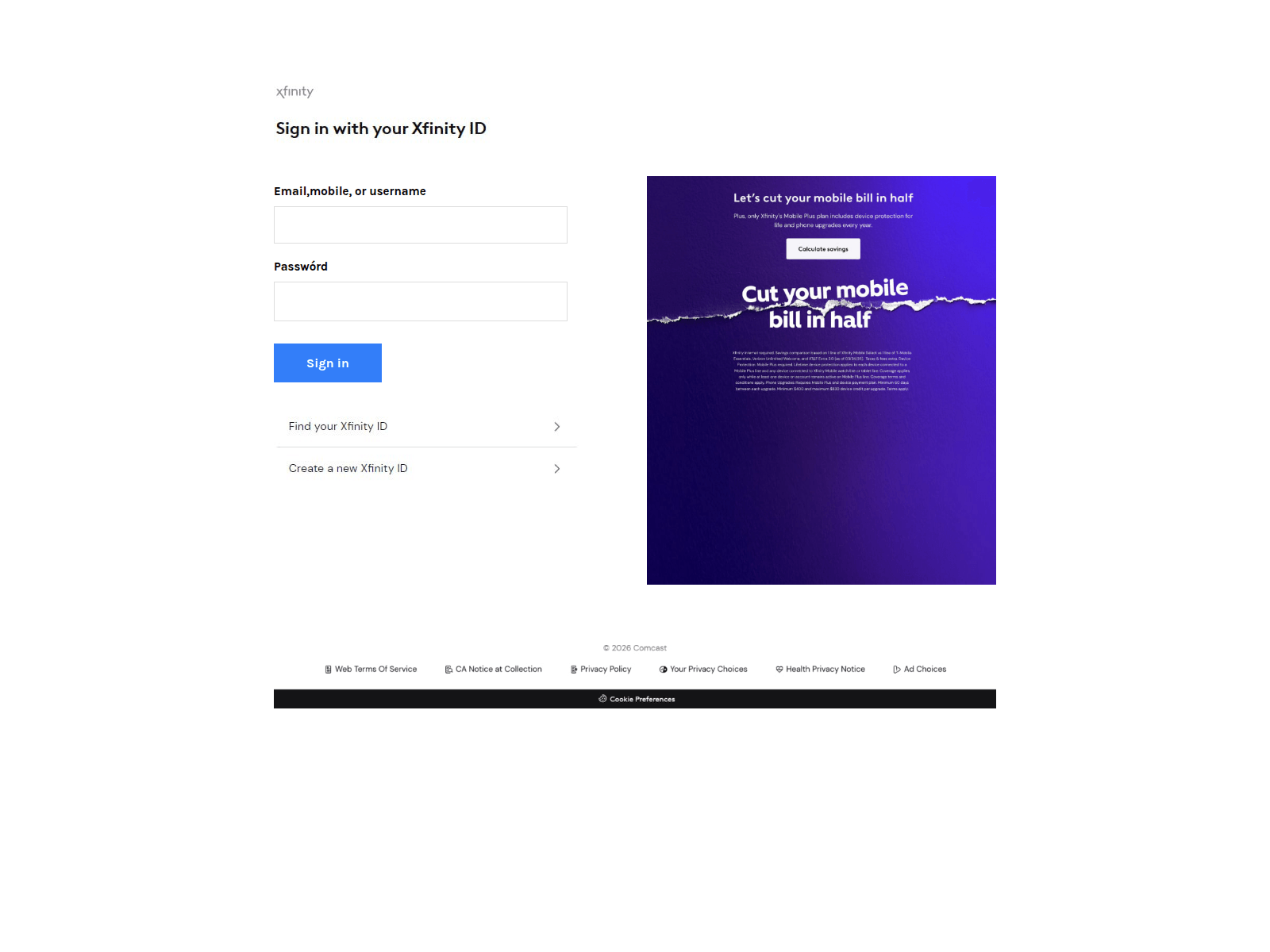 Screenshot of sign-in-to-xfinity-10199.weebly.com