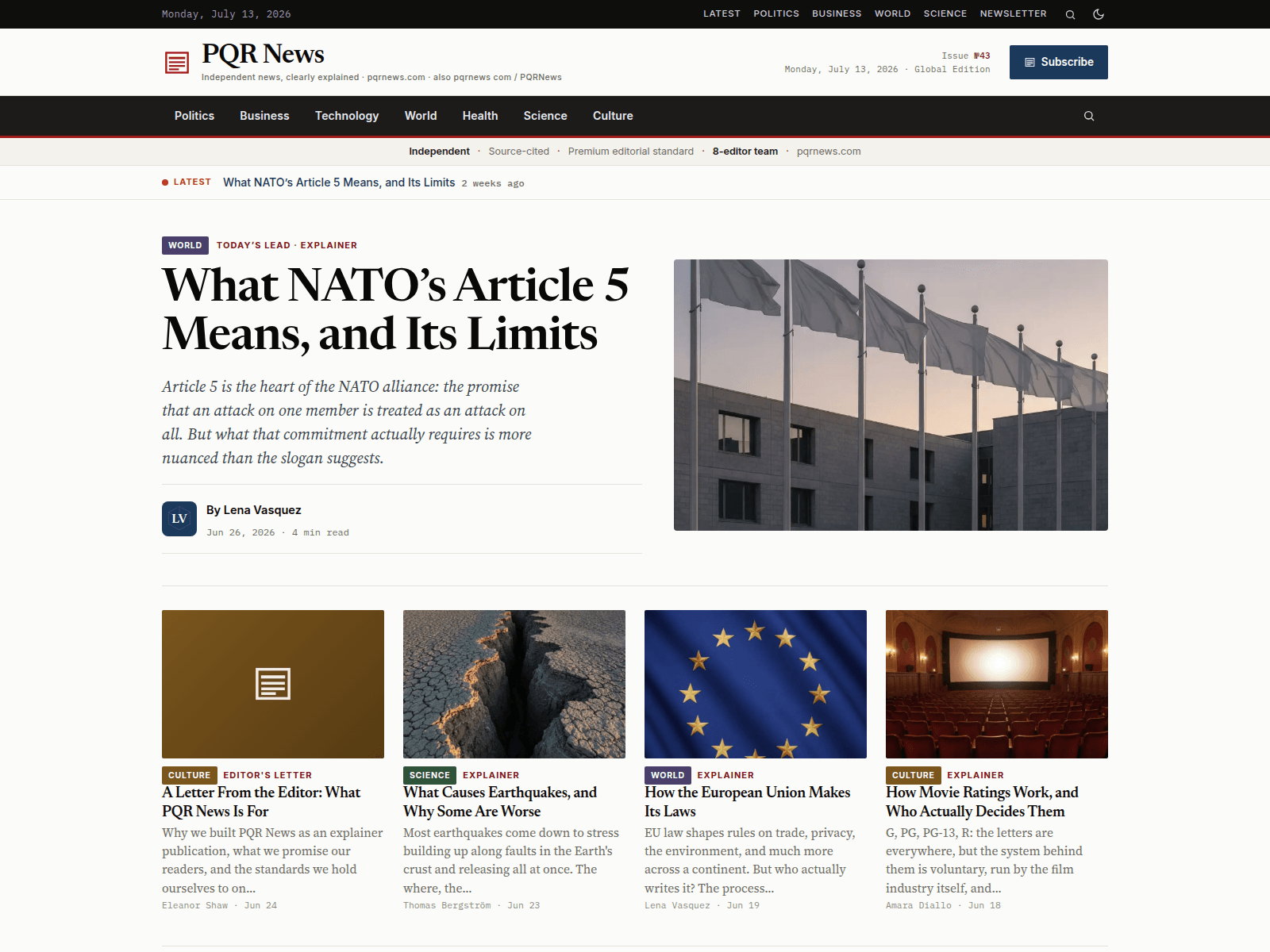 Знімок екрана pqrnews.com