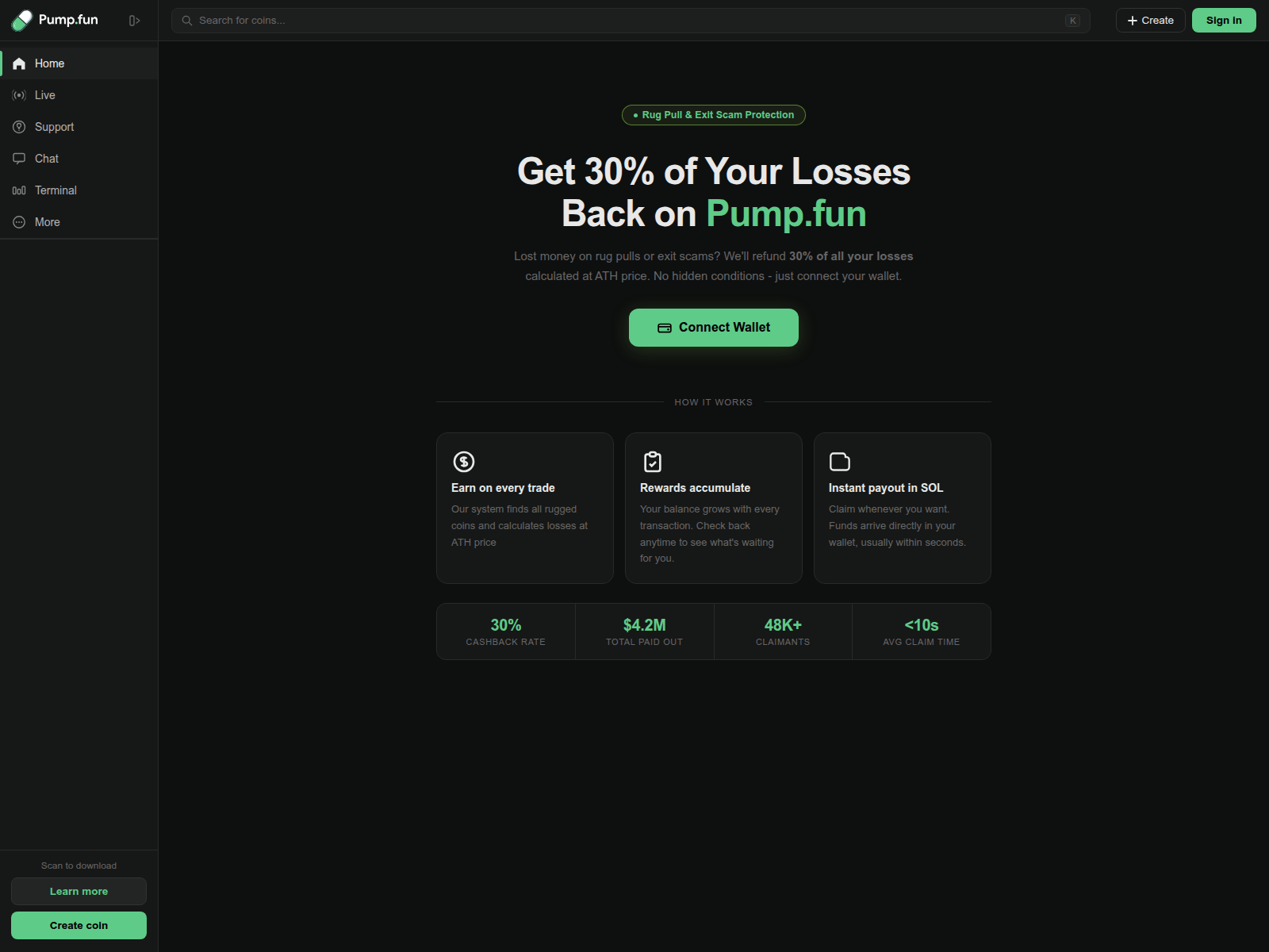Screenshot of scanswallet-pump.fun