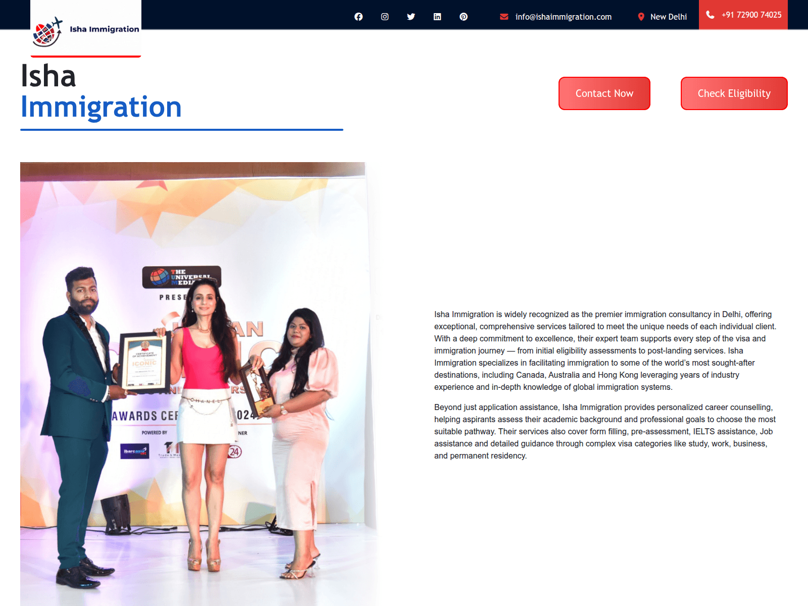 Screenshot of ishaimmigration.com