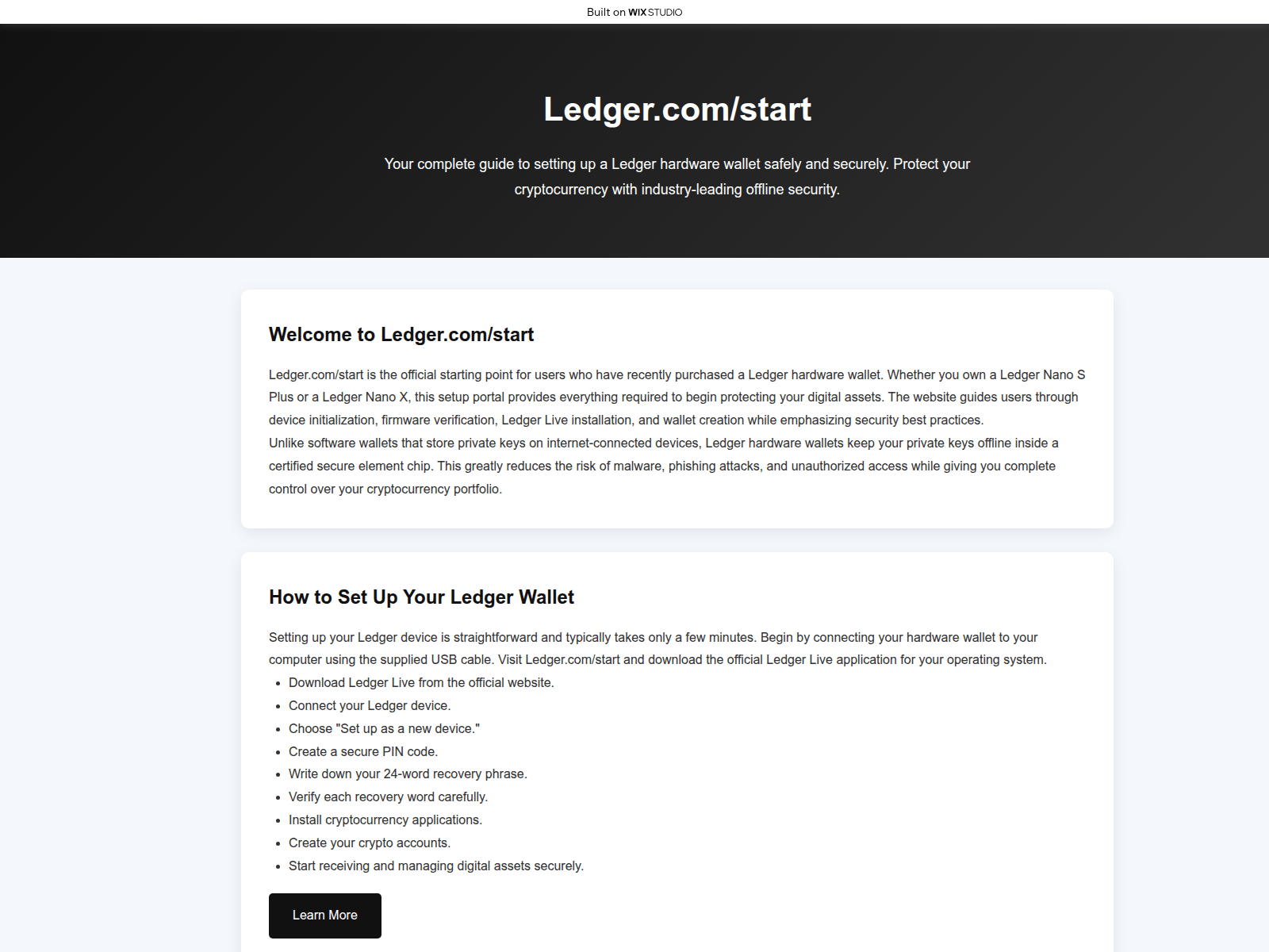 Screenshot of appstart-ledgrecd.wixstudio.com