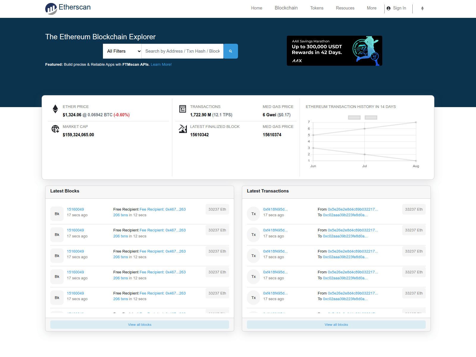 Знімок екрана my-etherscan-clone.vercel.app