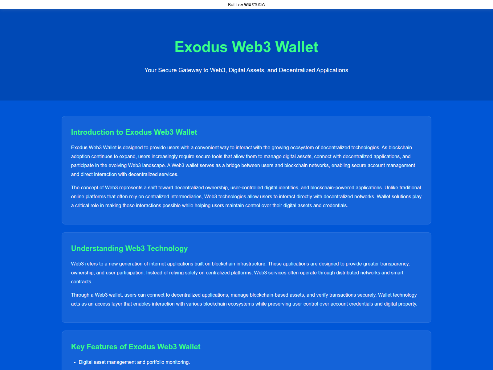 Screenshot of nexweb3-extension.wixstudio.com