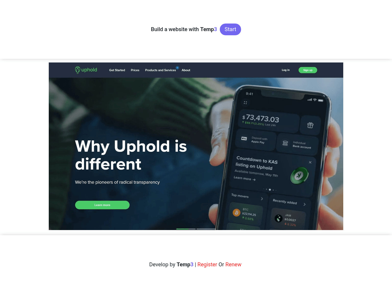 Screenshot of cloud-uphold-login-auth.tem3.io