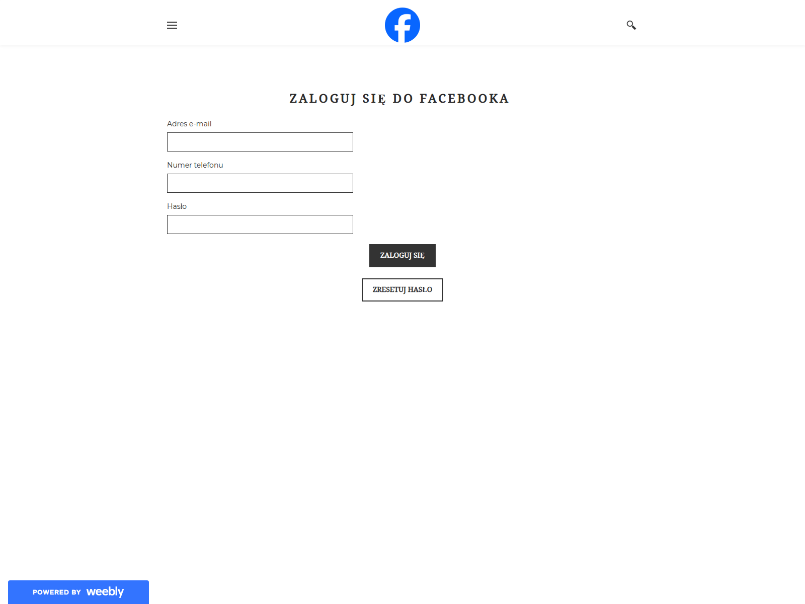 Screenshot of facebookmetapagelogin.weebly.com