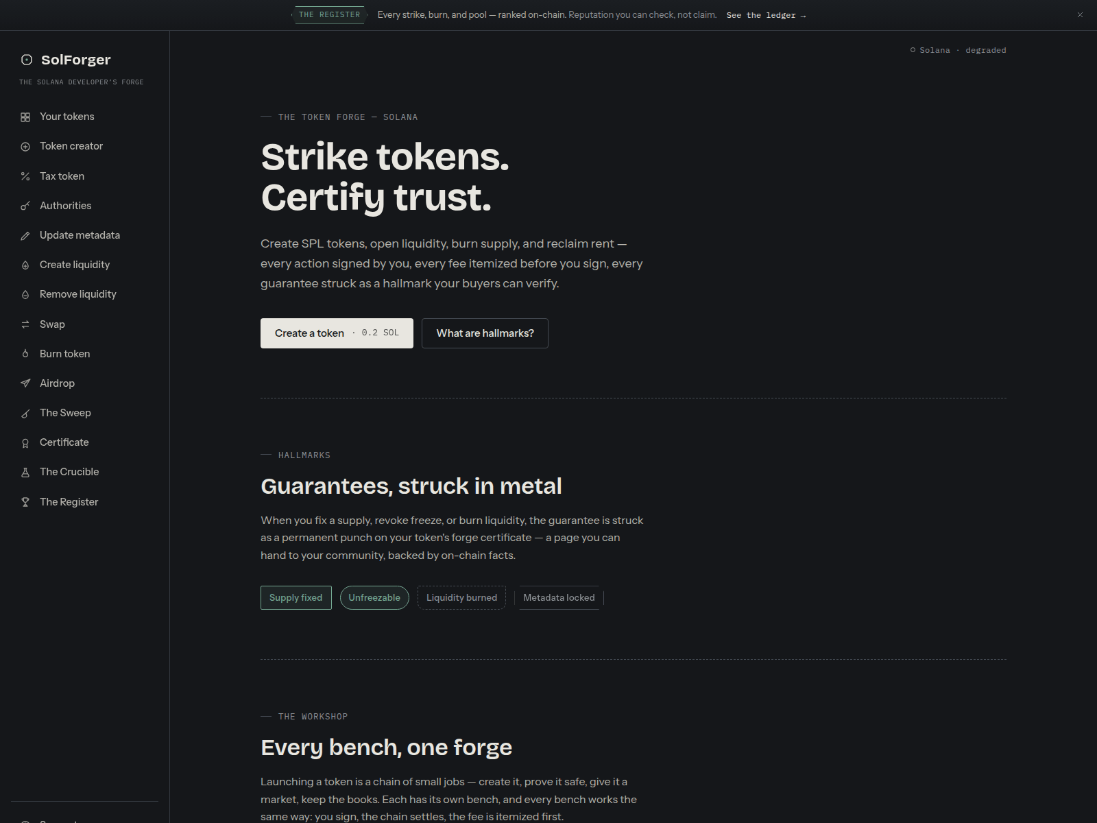 Screenshot of solforg.online