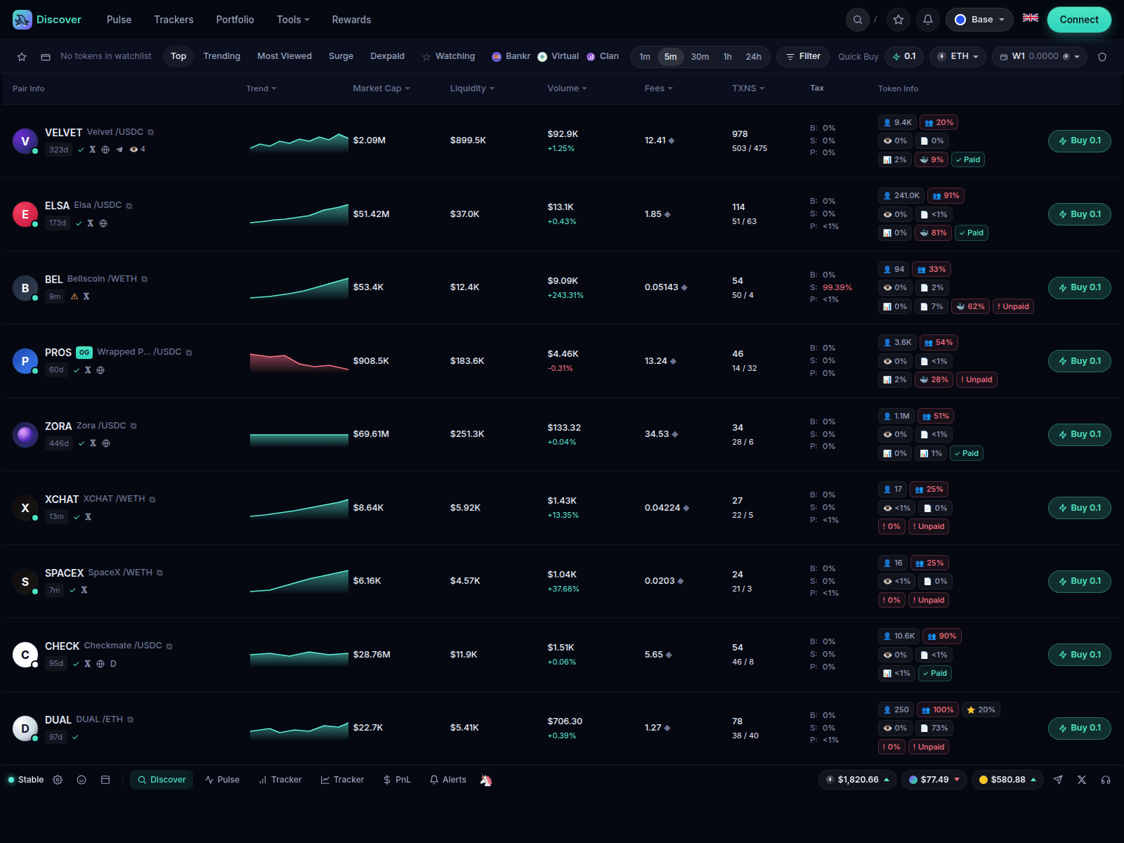 Screenshot of basedbot-app.xyz