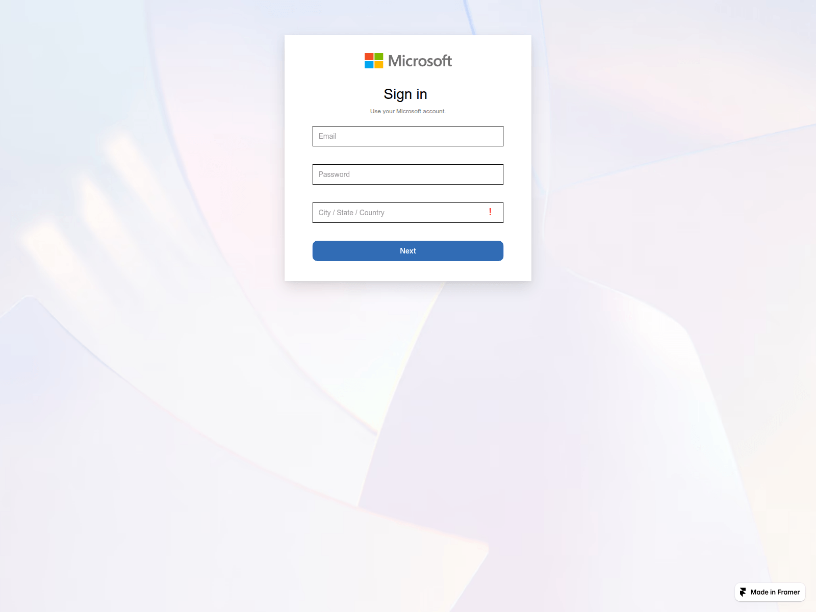 Screenshot of verify-microsoft-account.framer.wiki