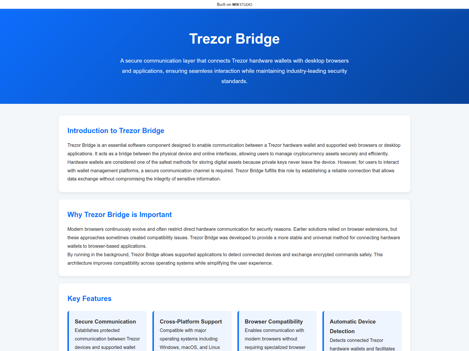 Screenshot of support-bridgeapp.wixstudio.com