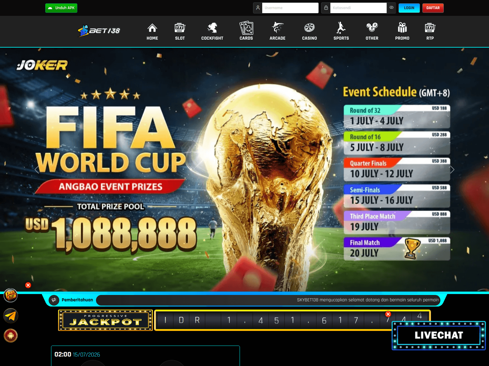 Screenshot von skybet138.net