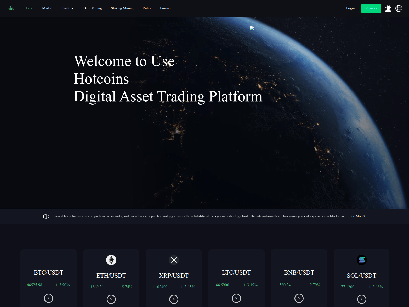 Screenshot of hotcoins.online