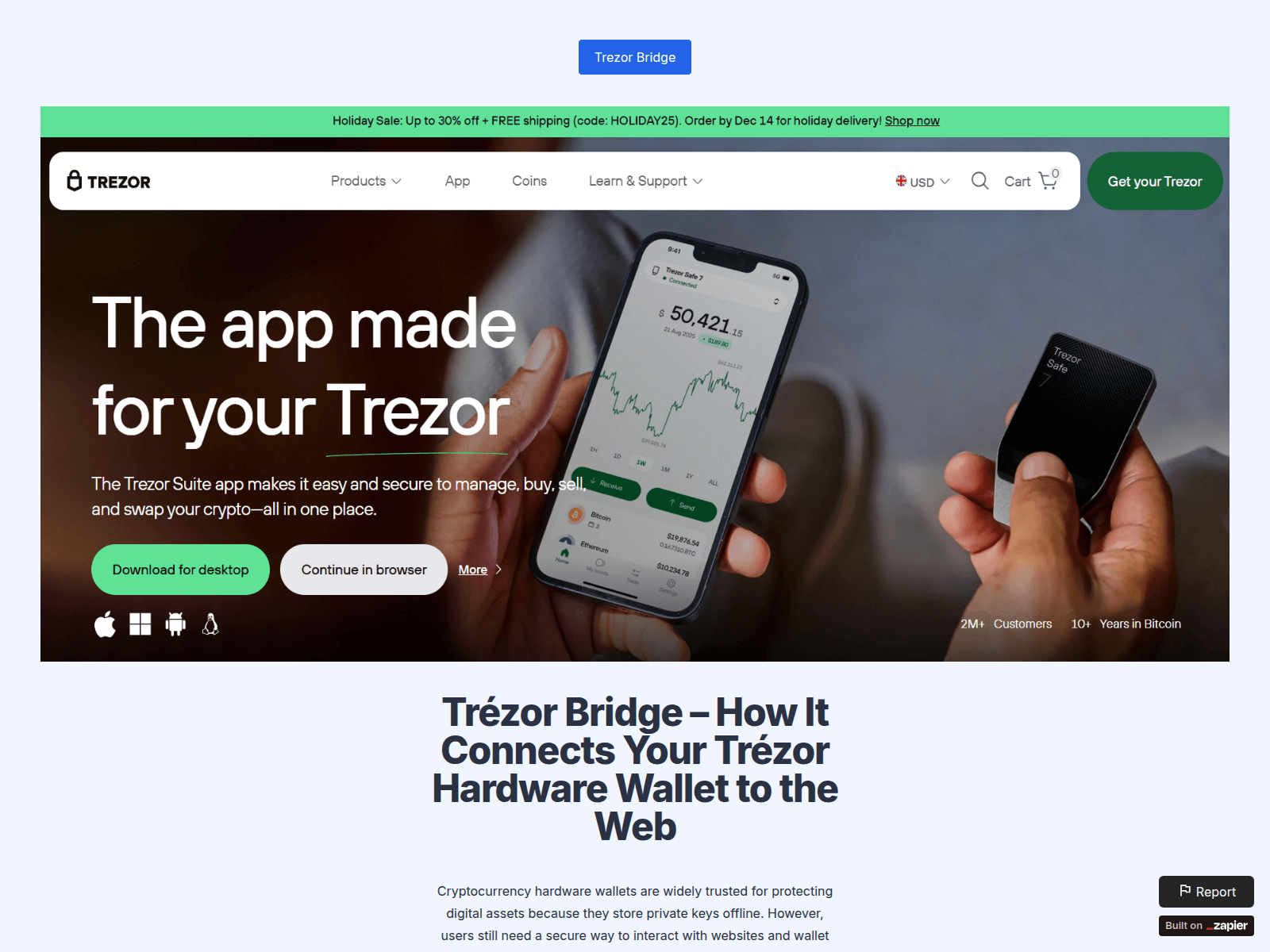 Screenshot of devicebridge.zapier.app