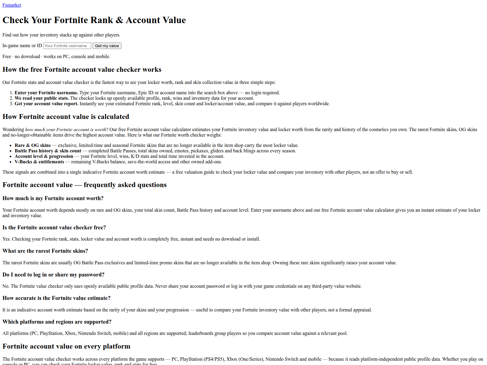 Screenshot of fnmarket.org
