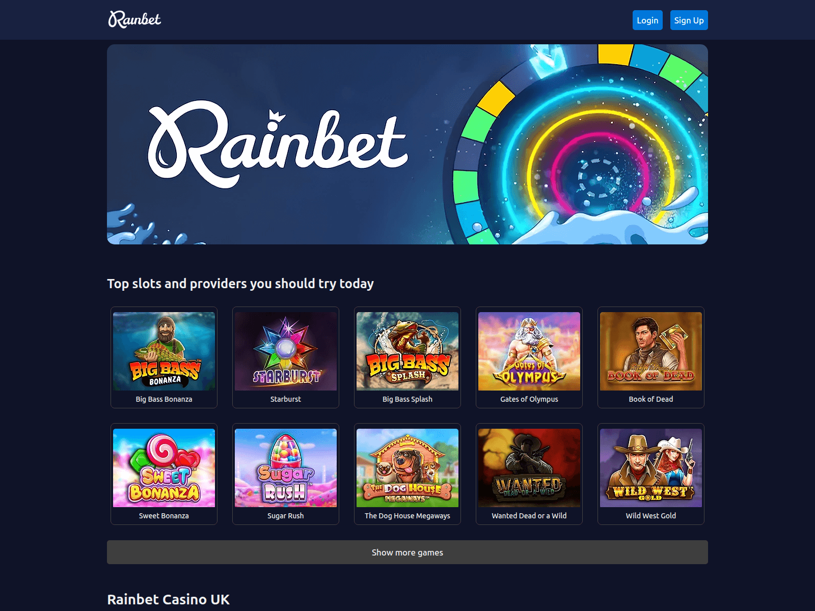 Screenshot of rainbetcasinouk.com