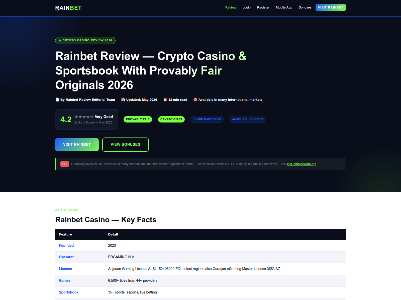 Screenshot of rainbet2026.com