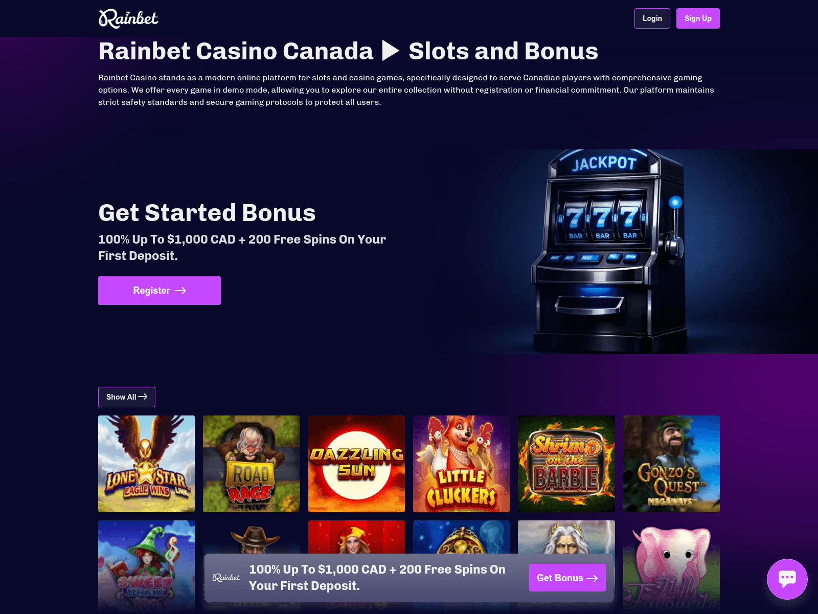 Screenshot of rainbetcasino.app