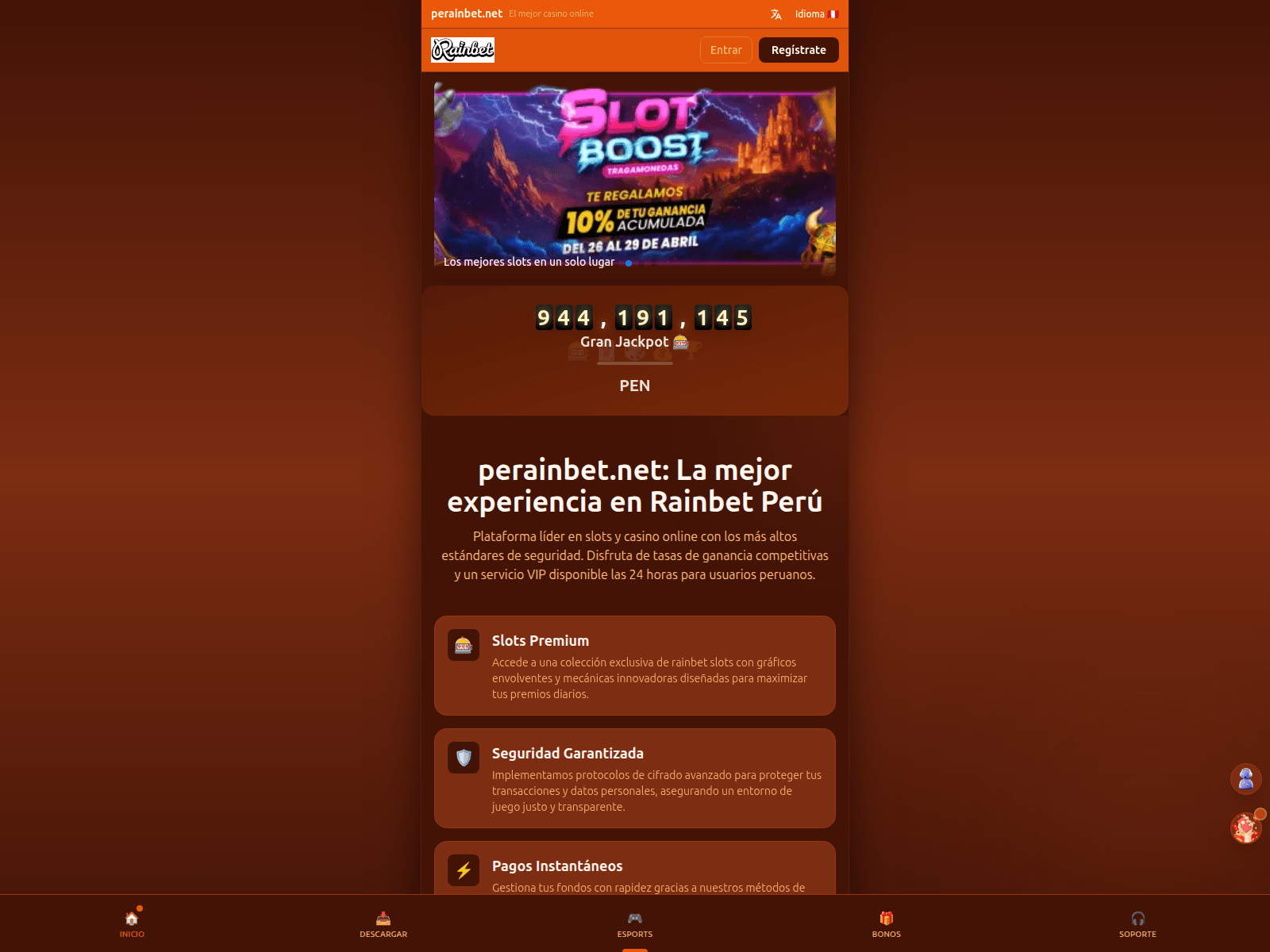 Screenshot of perainbet.net