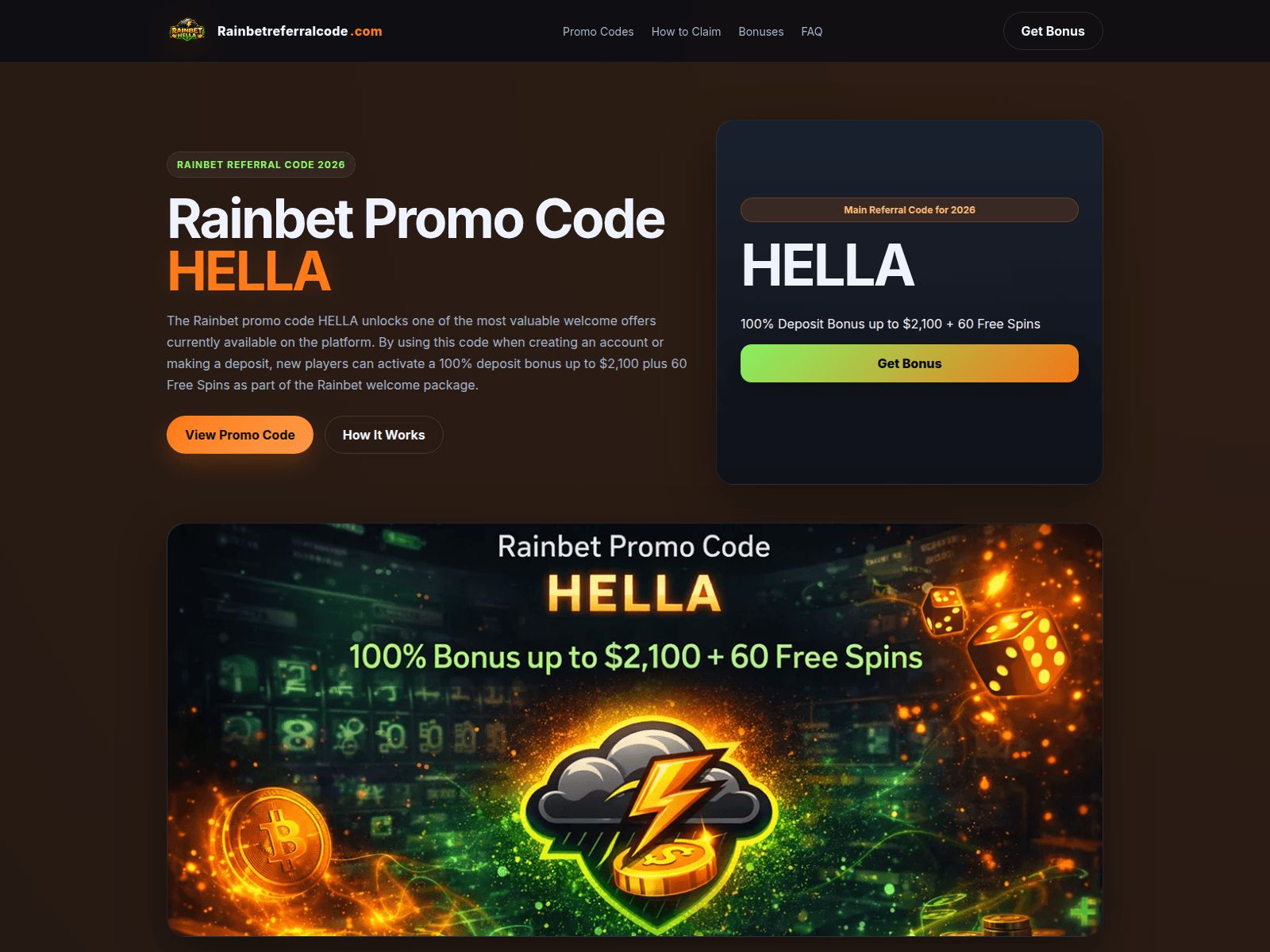 Screenshot of rainbetreferralcode.com