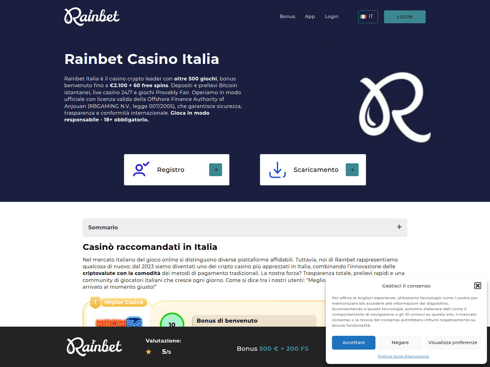 Screenshot of rainbetsite.com