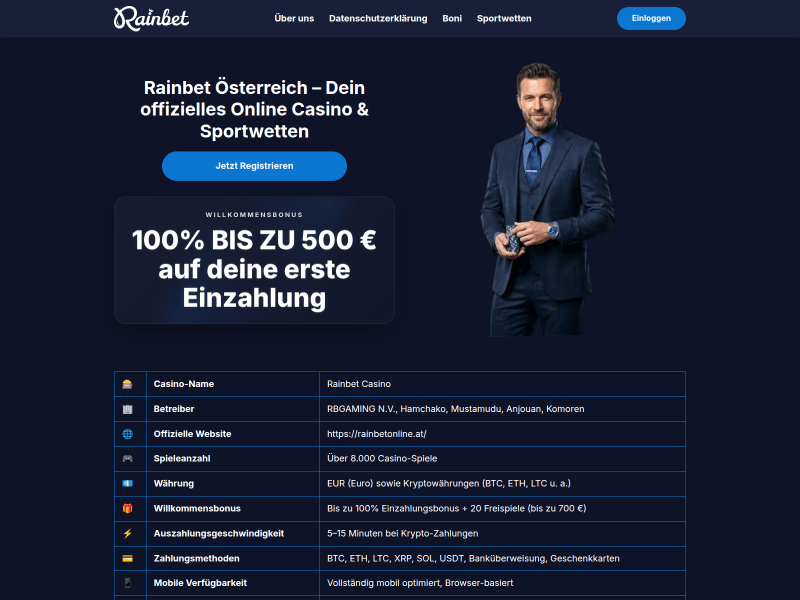 Screenshot of rainbetonline.at