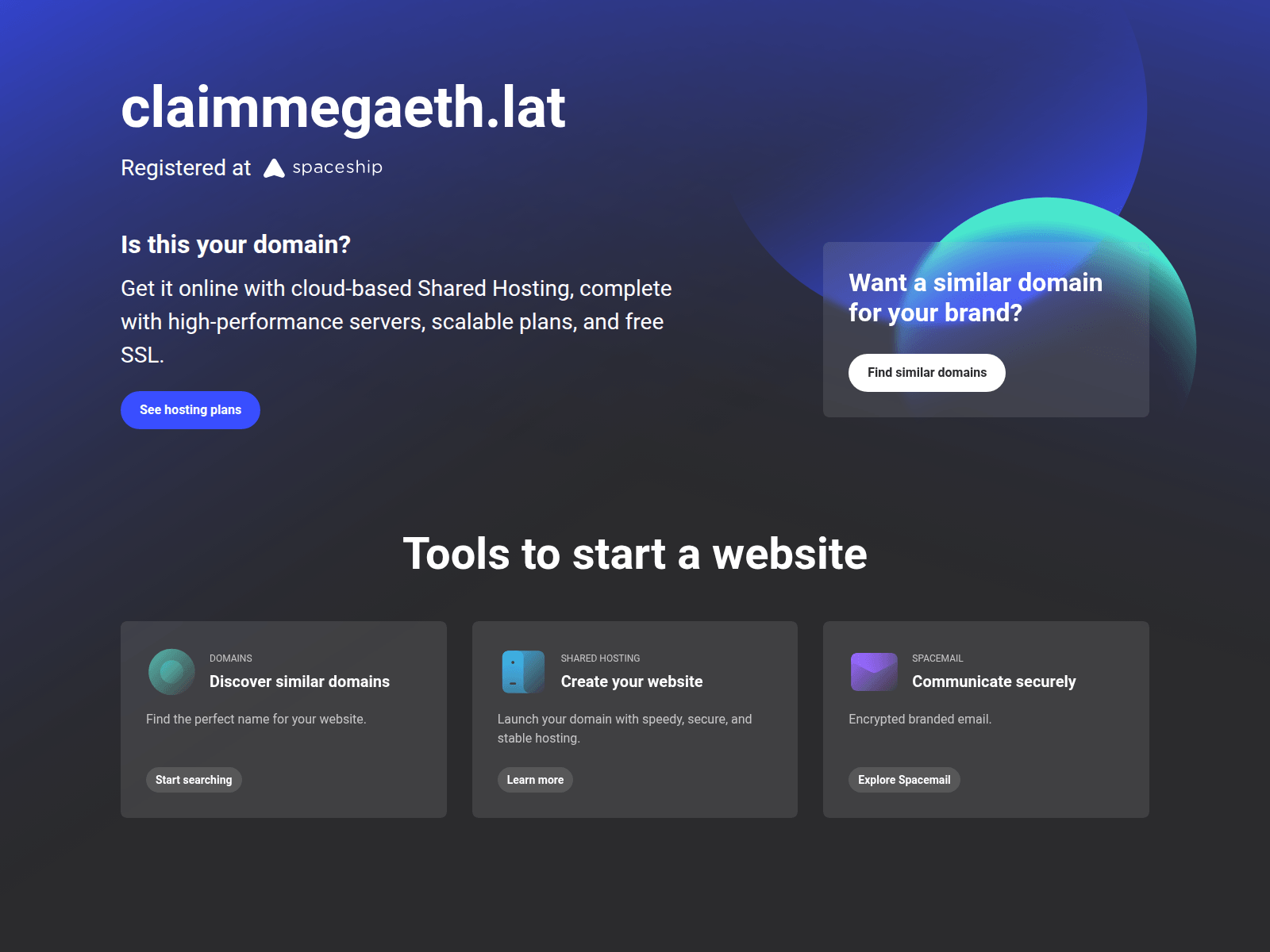 Screenshot of claimmegaeth.lat
