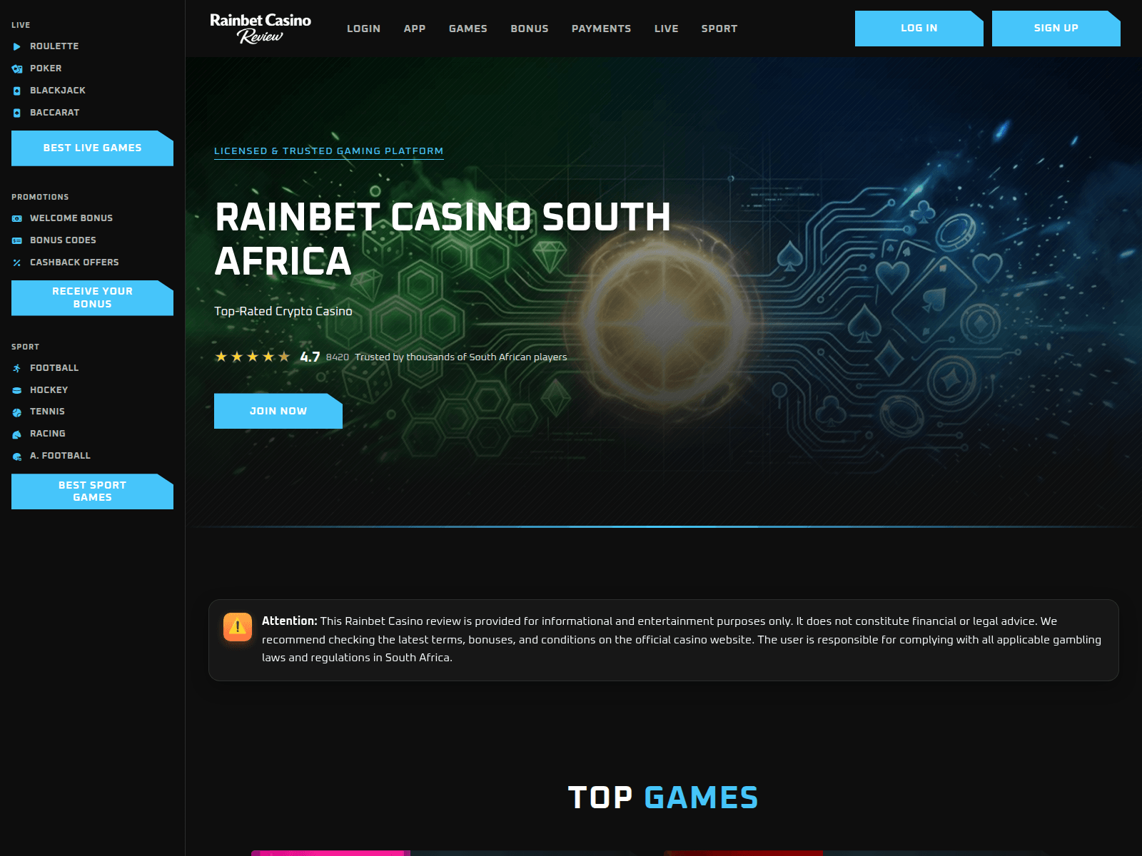 Screenshot of rainbet7-za.com
