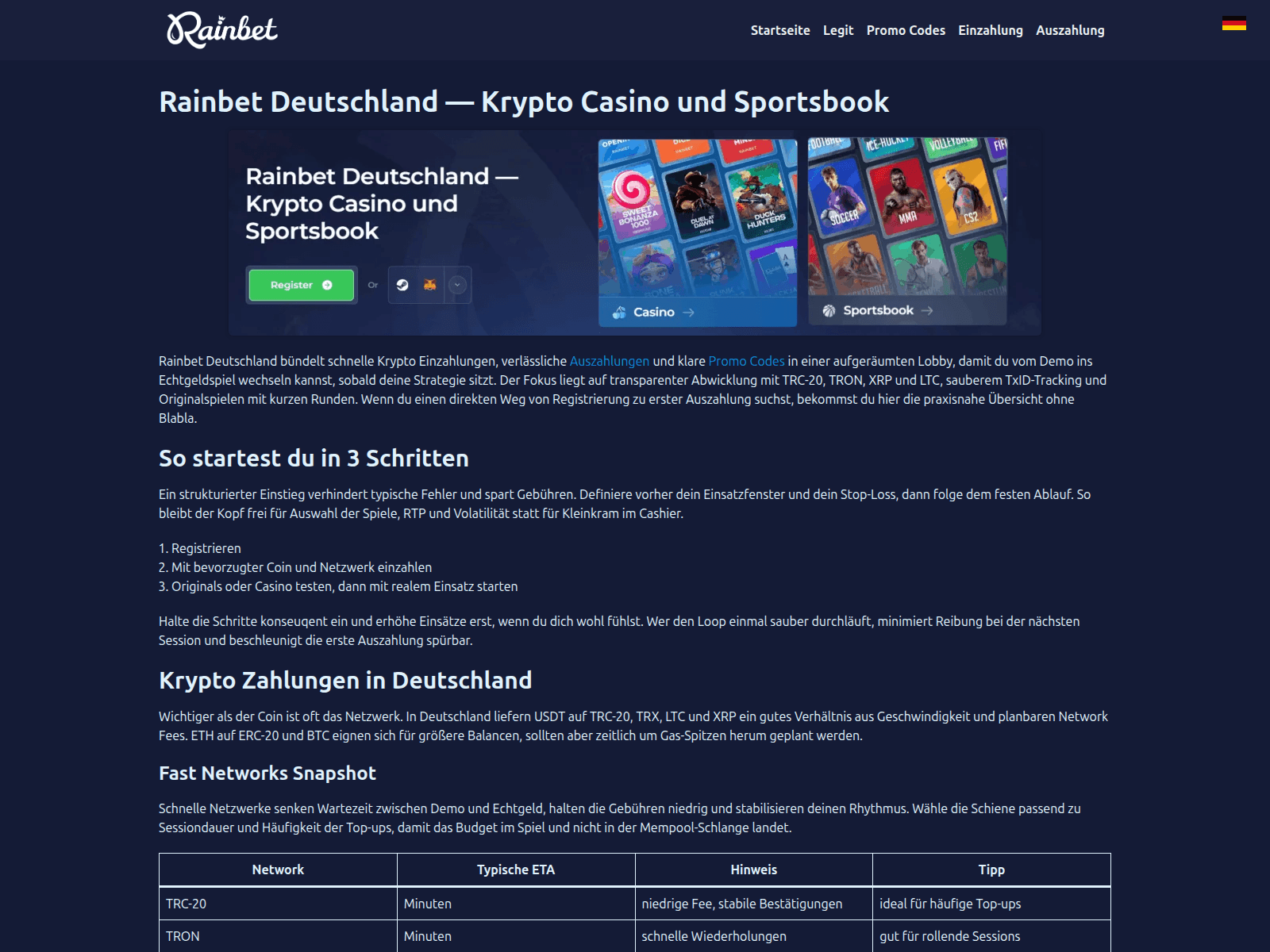 Screenshot of rainbetde.com