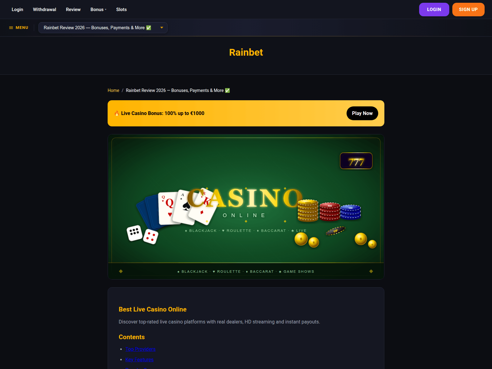 Screenshot of play-rainbet.org