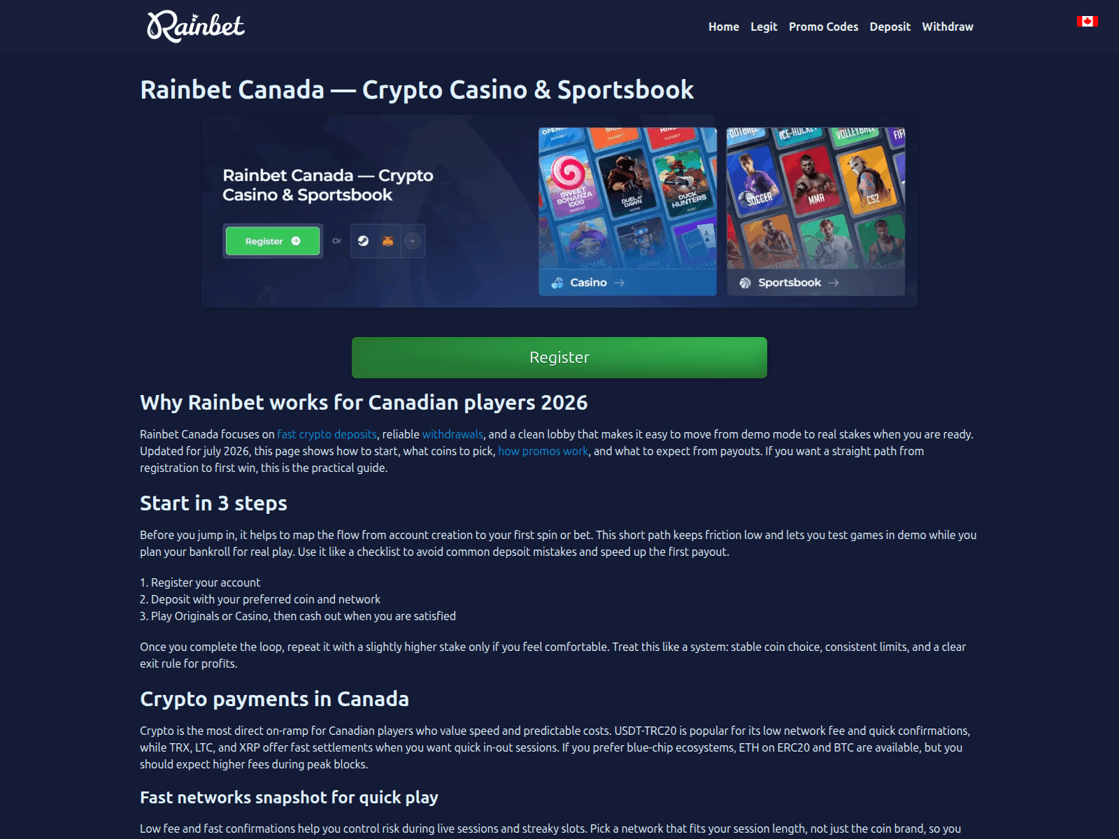 Screenshot of rainbetca.com