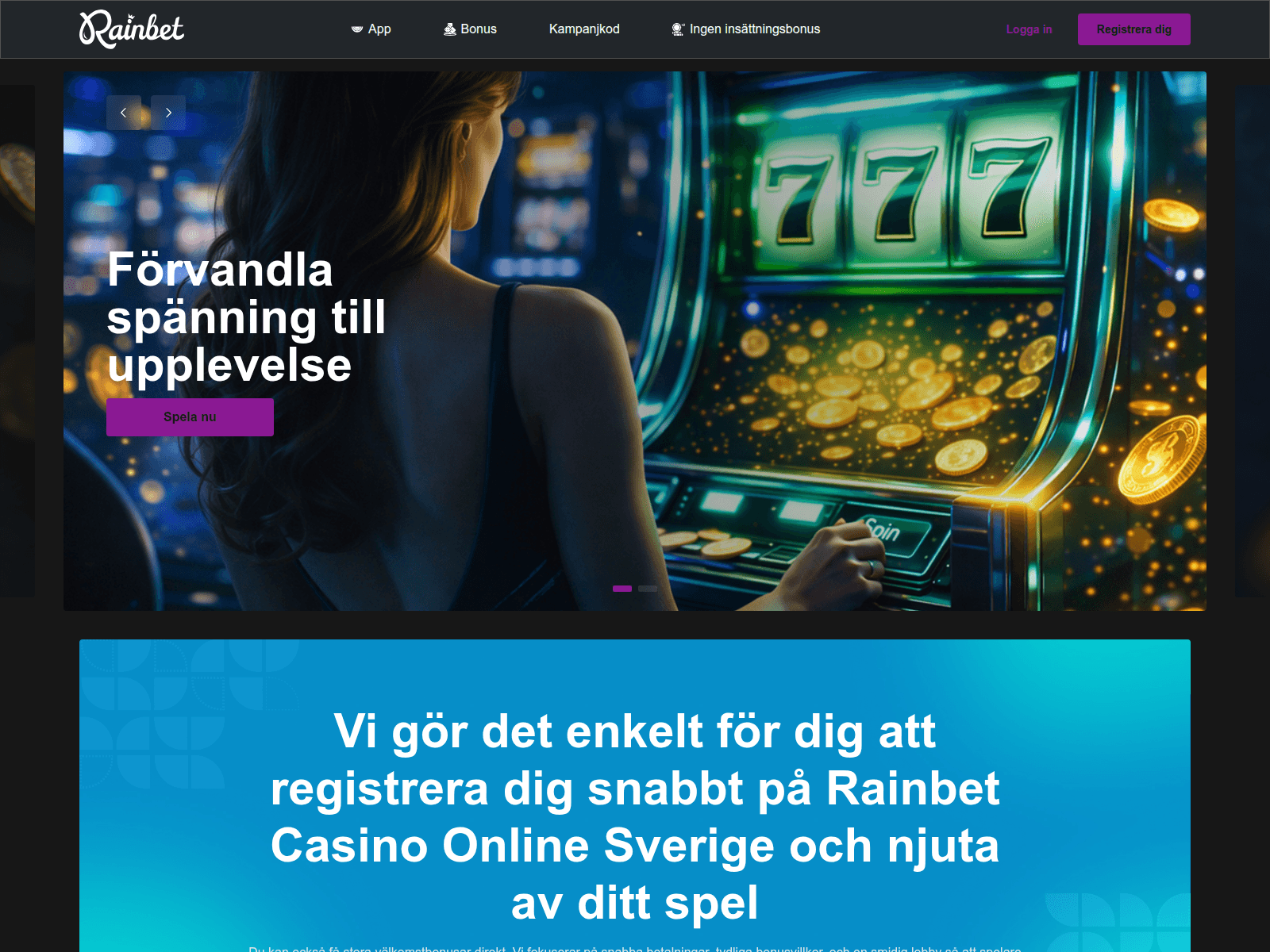 Screenshot of rainbett.se