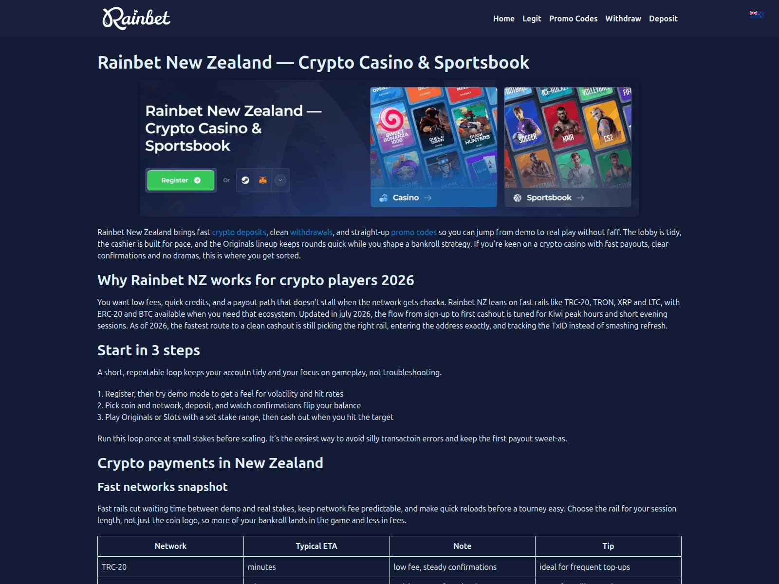 Screenshot of rainbetnz.com