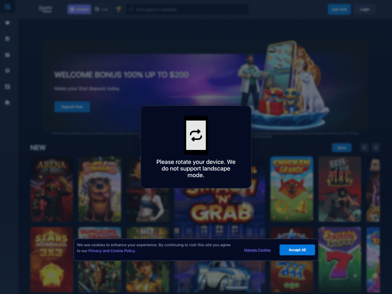 Screenshot of rainbetsplash.com